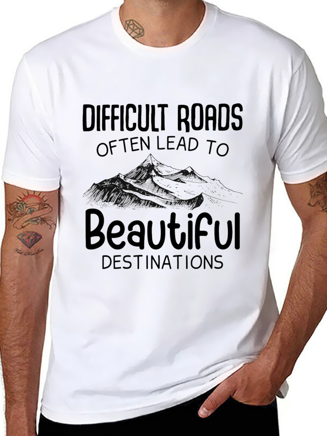 Inspirational Graphic Tee - Difficult Roads Beautiful Destinations