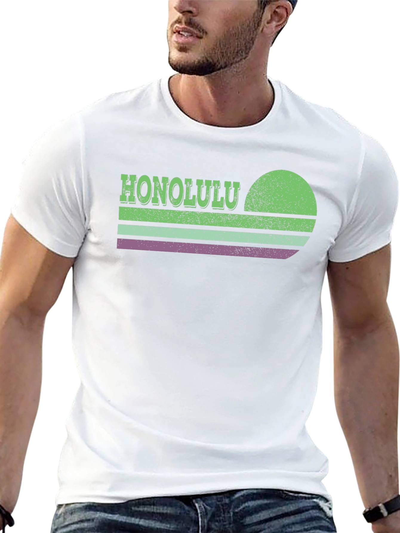 Honolulu Retro Sunset Graphic T-Shirt