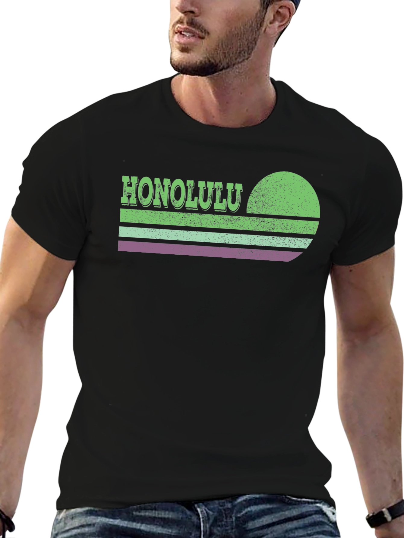 Honolulu Retro Sunset Graphic T-Shirt