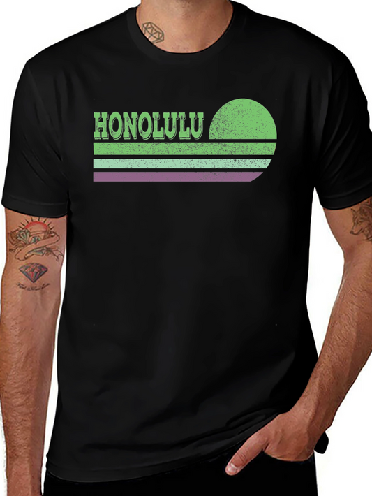 Honolulu Retro Sunset Graphic T-Shirt