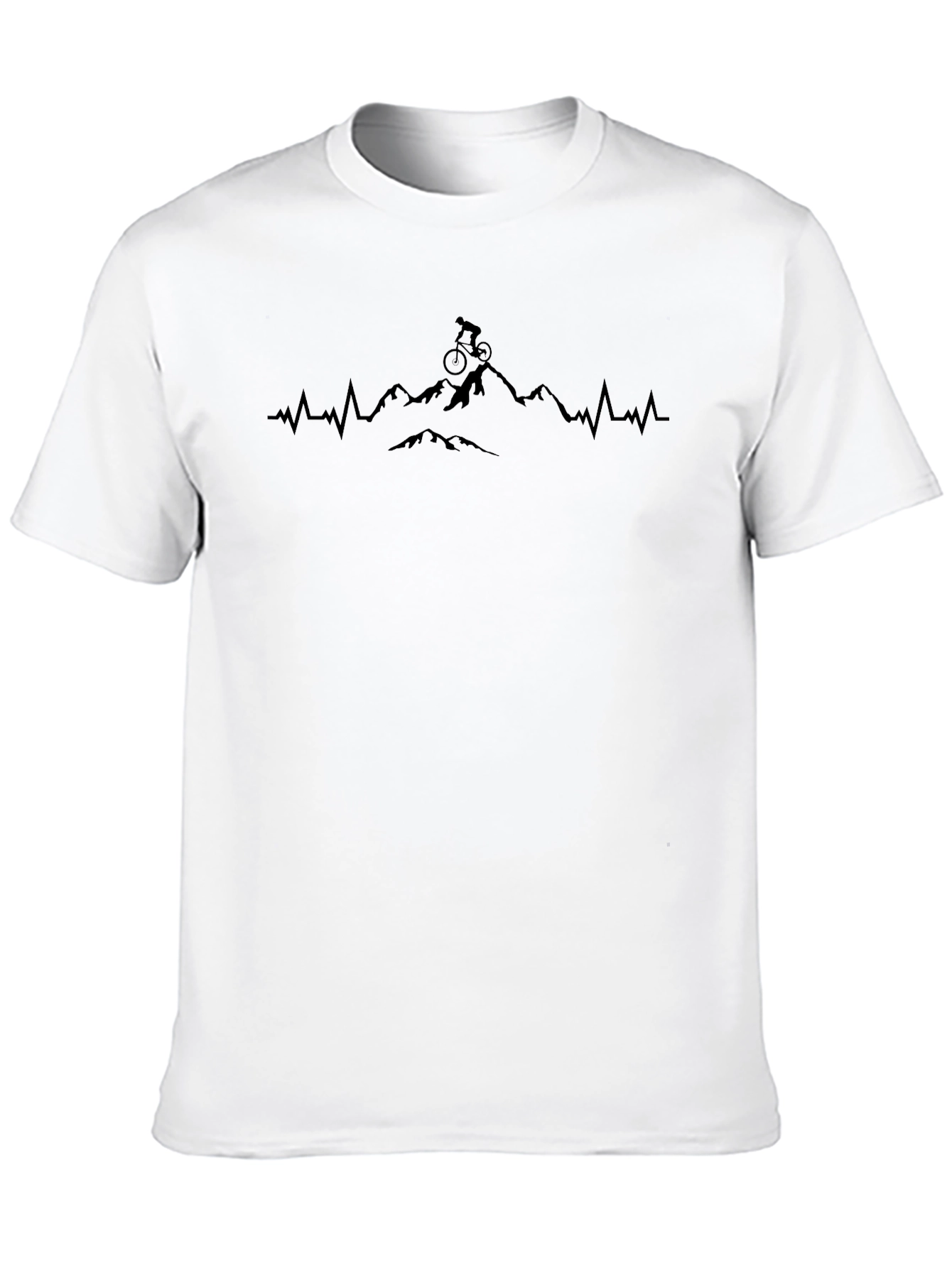 Mountain Biking Heartbeat Graphic Tee - Black