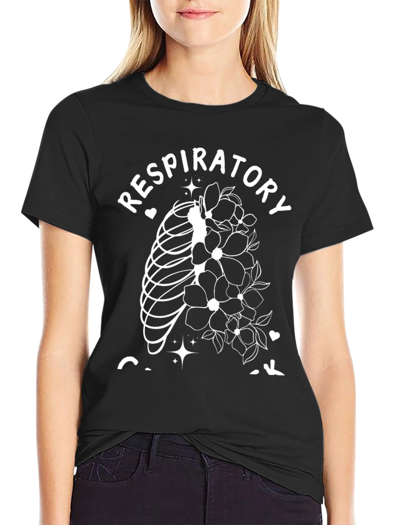 Respiratory Ribcage Floral Graphic T-Shirt