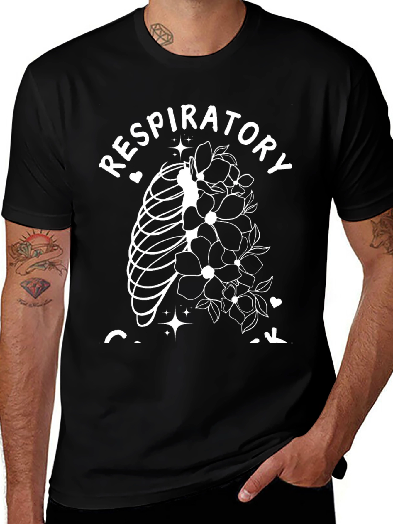 Respiratory Ribcage Floral Graphic T-Shirt