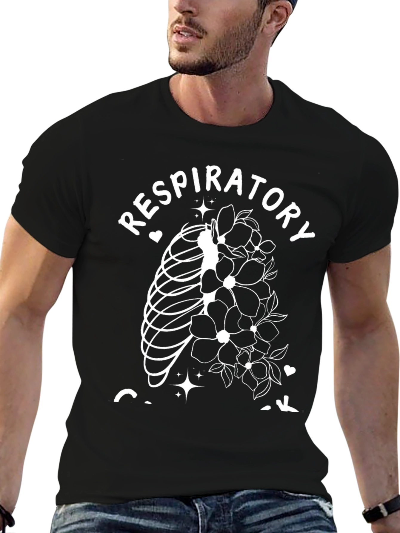 Respiratory Ribcage Floral Graphic T-Shirt