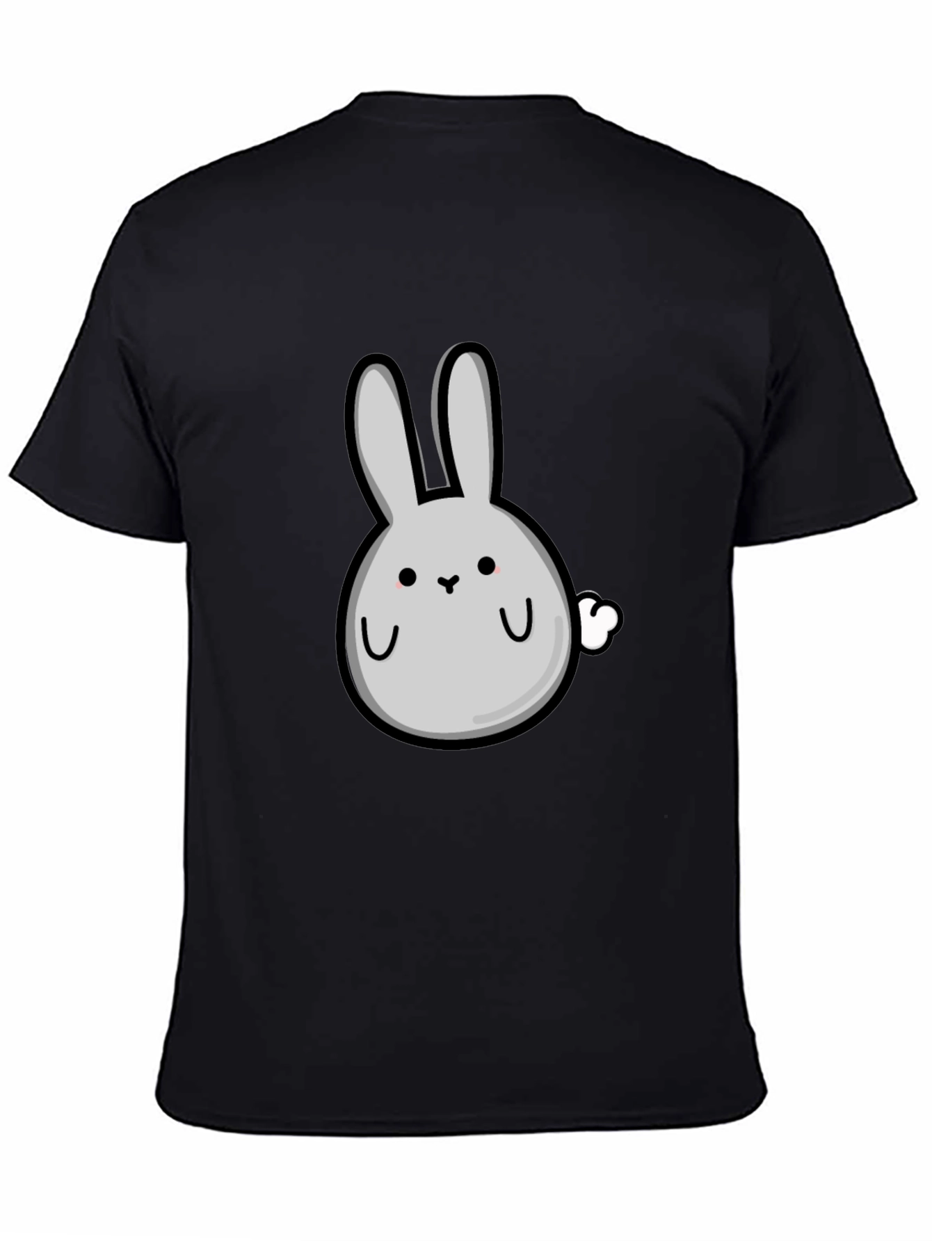 Cute Cartoon Bunny Black T-Shirt