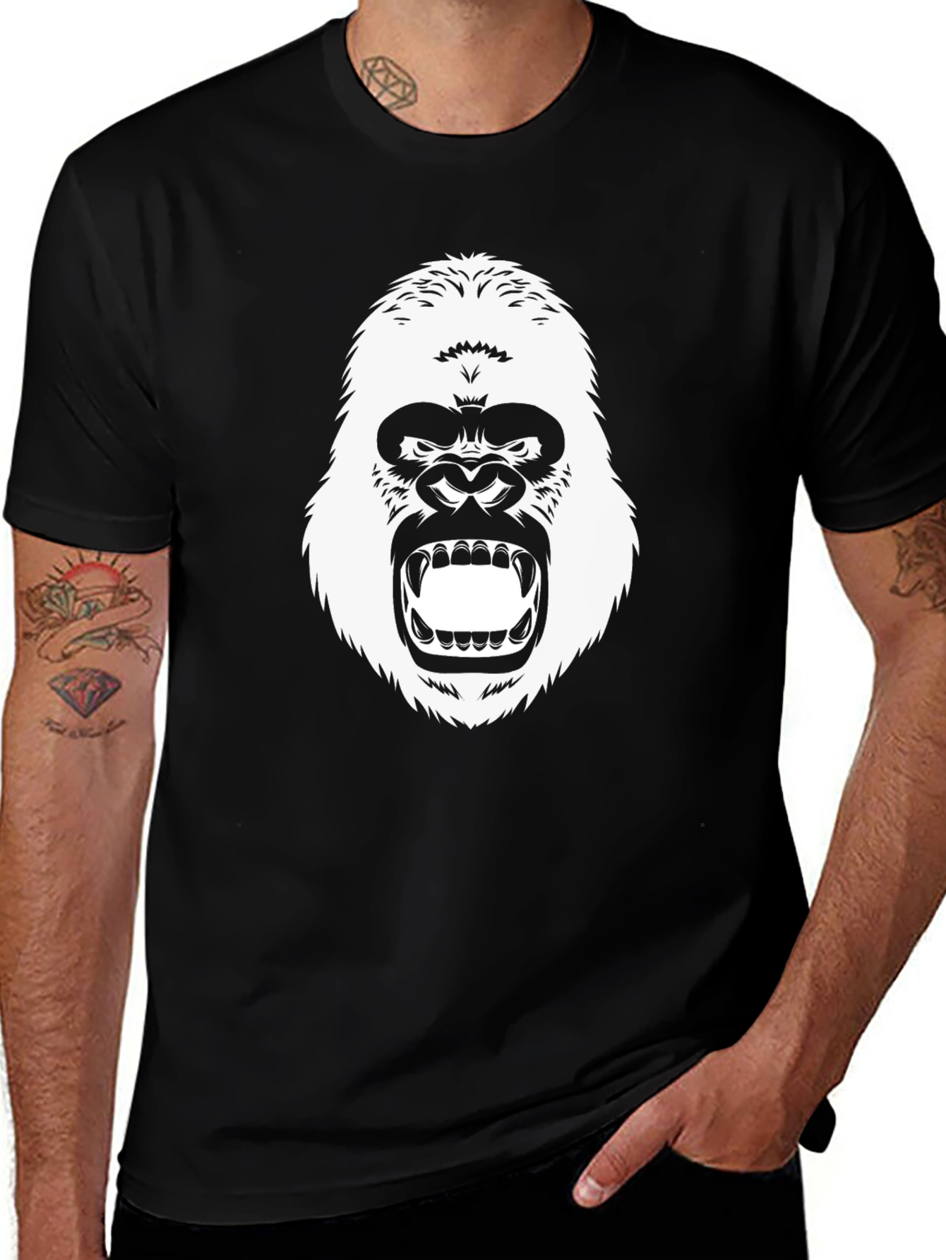 Black Gorilla Graphic Tee - Mens Casual T-Shirt