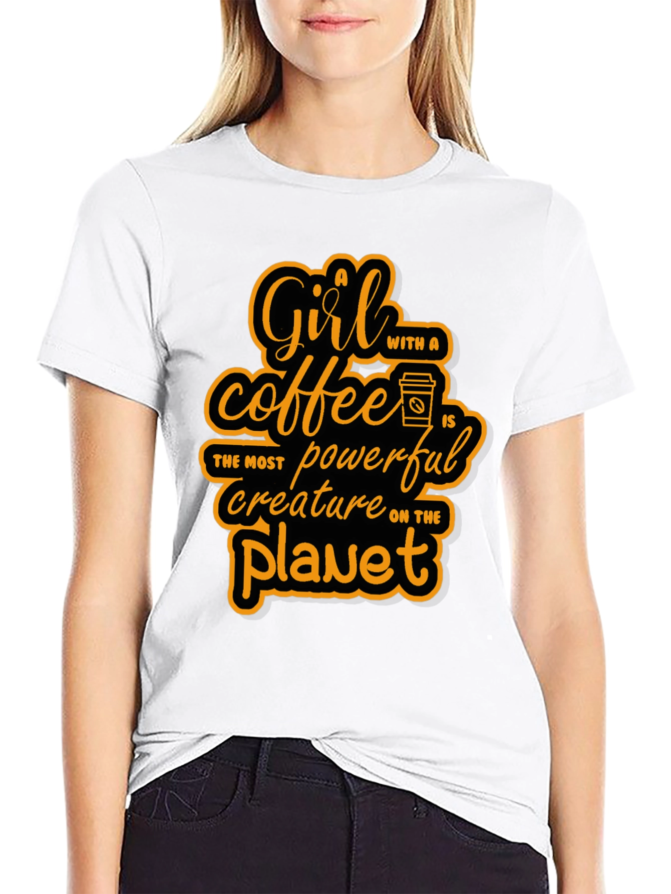Coffee Lover T-Shirt: A Girl with Coffee is Powerful