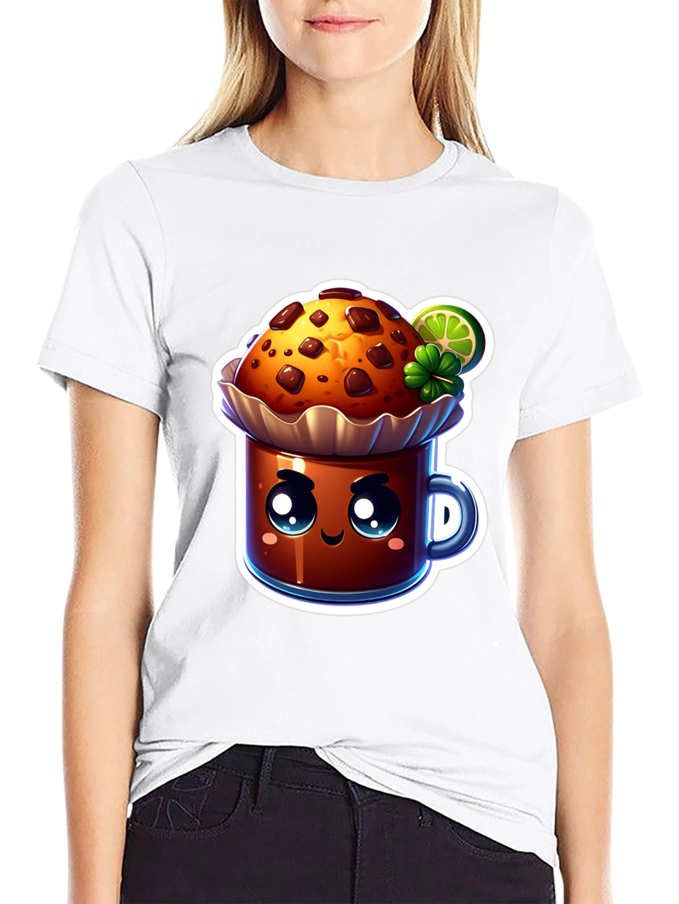 Cute Kawaii Cupcake Graphic T-Shirt