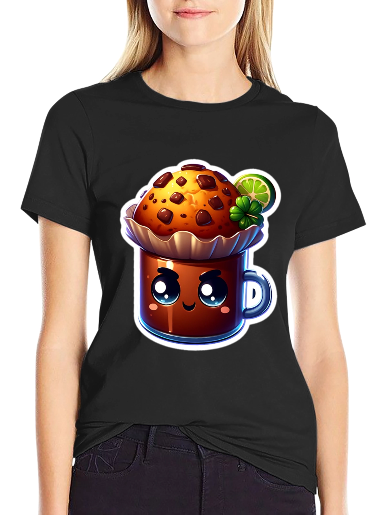 Cute Kawaii Cupcake Graphic T-Shirt