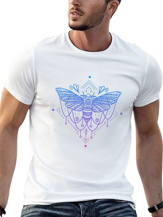Geometric Moth Graphic Tee - Black