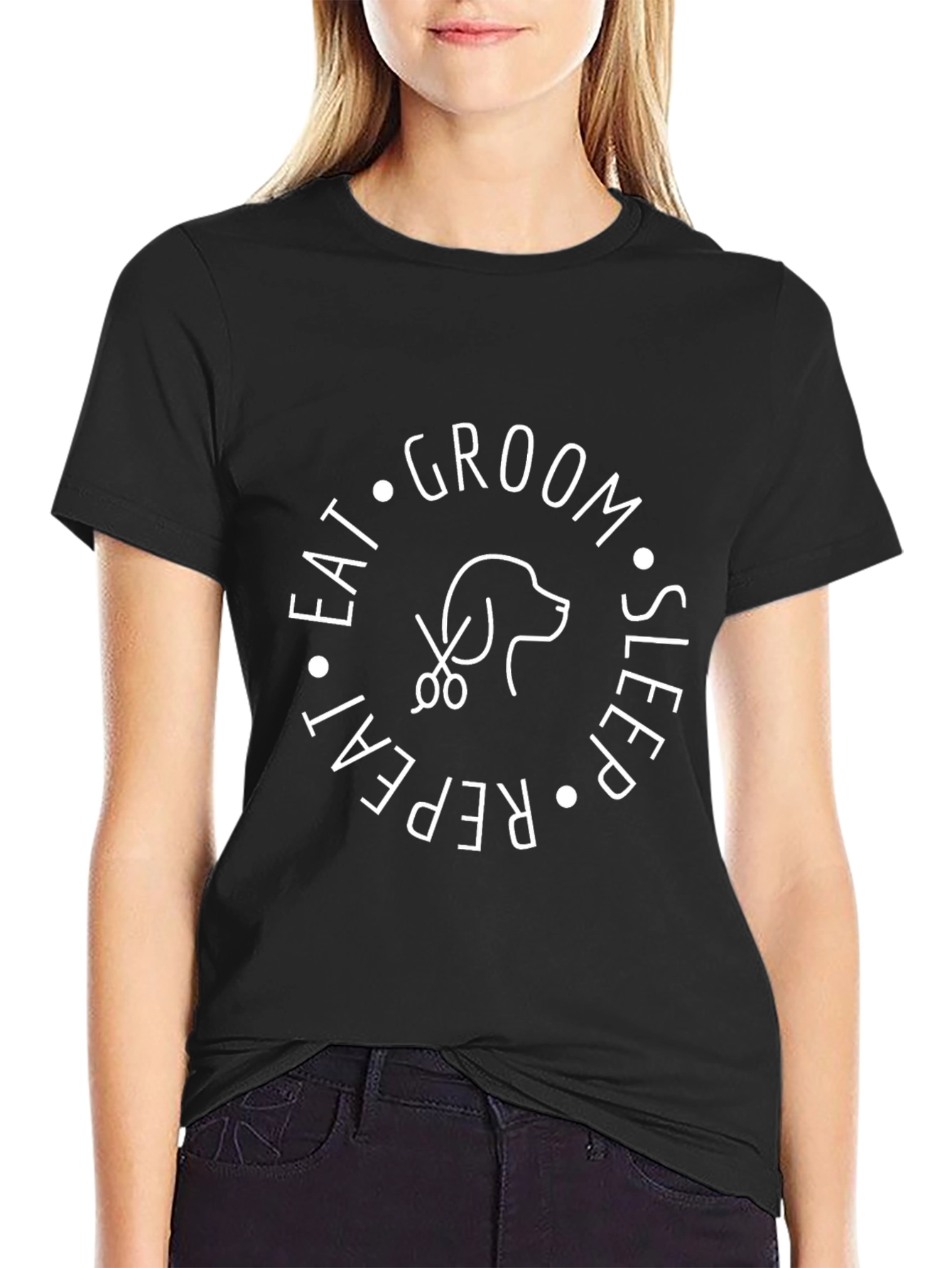 Eat Groom Sleep Repeat Dog Graphic T-Shirt