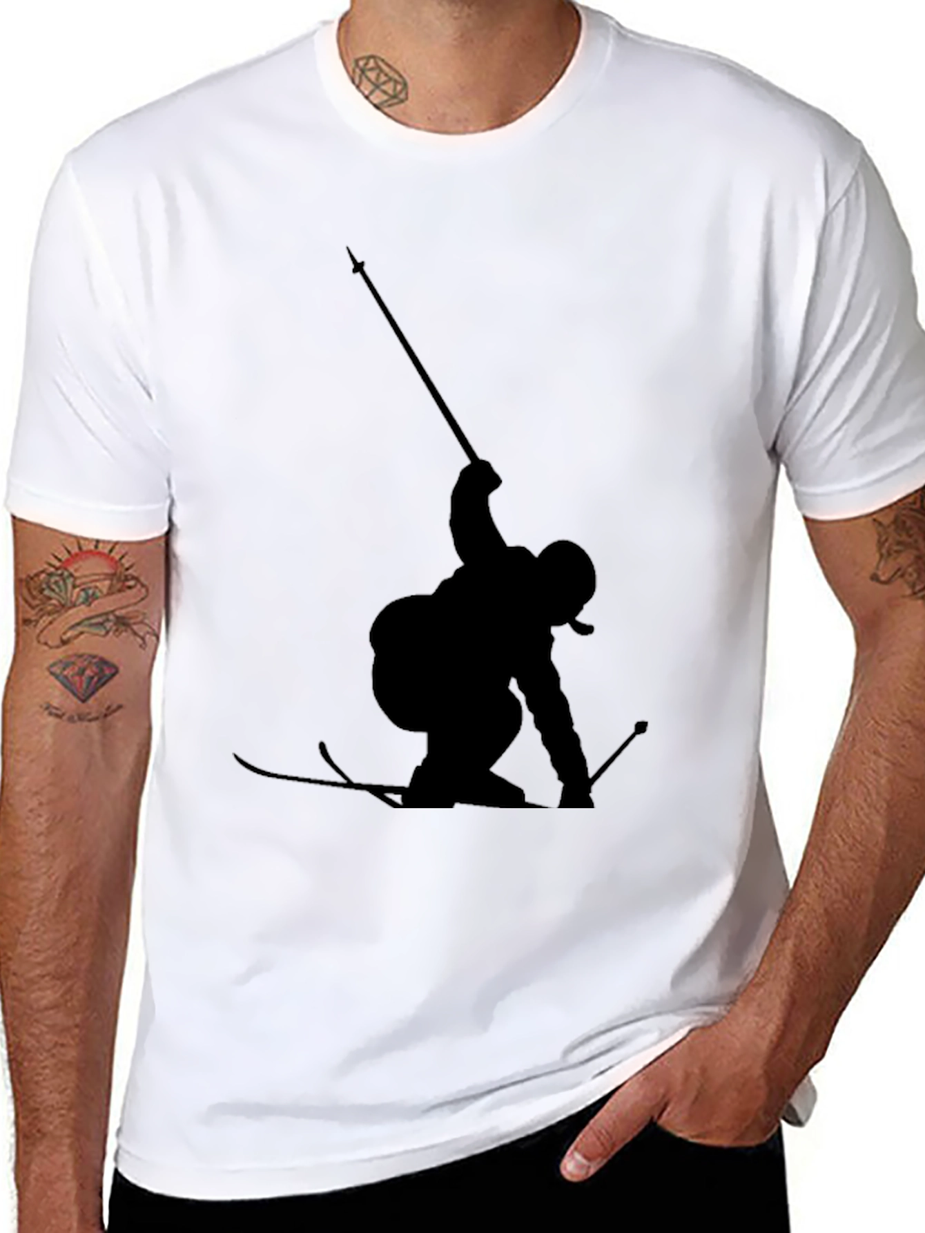 Silhouette Skier Black T-Shirt