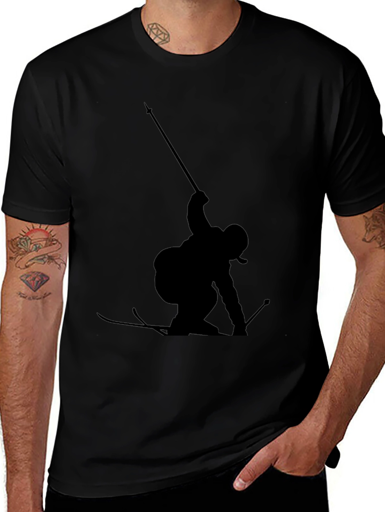 Silhouette Skier Black T-Shirt