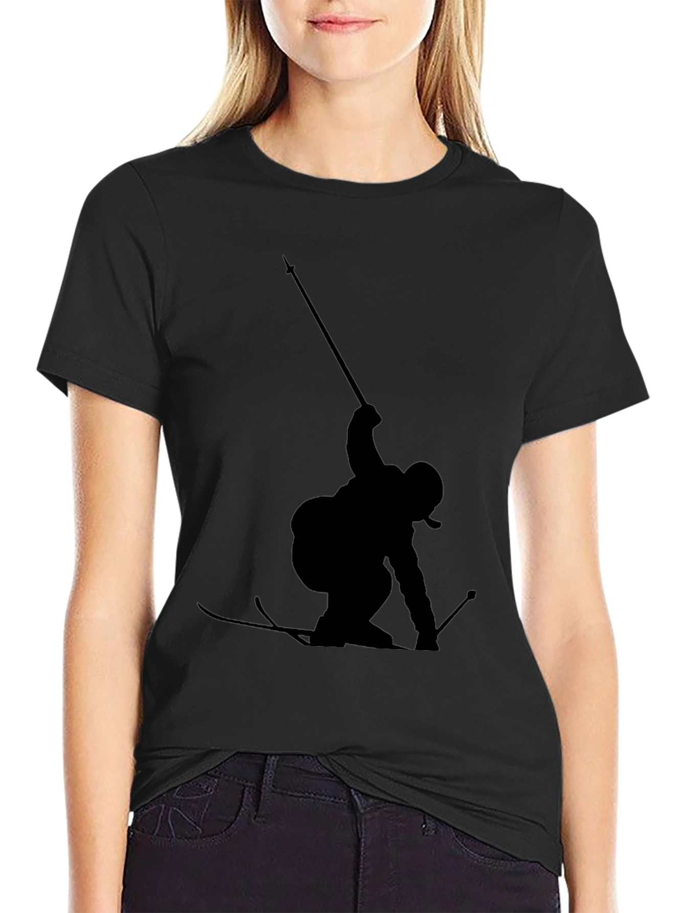Silhouette Skier Black T-Shirt