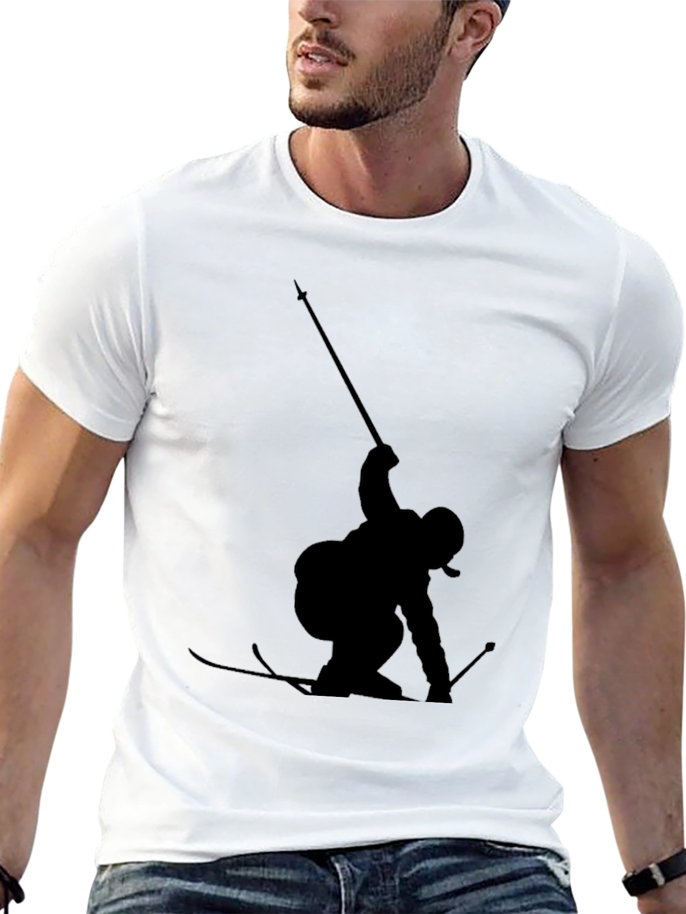 Silhouette Skier Black T-Shirt