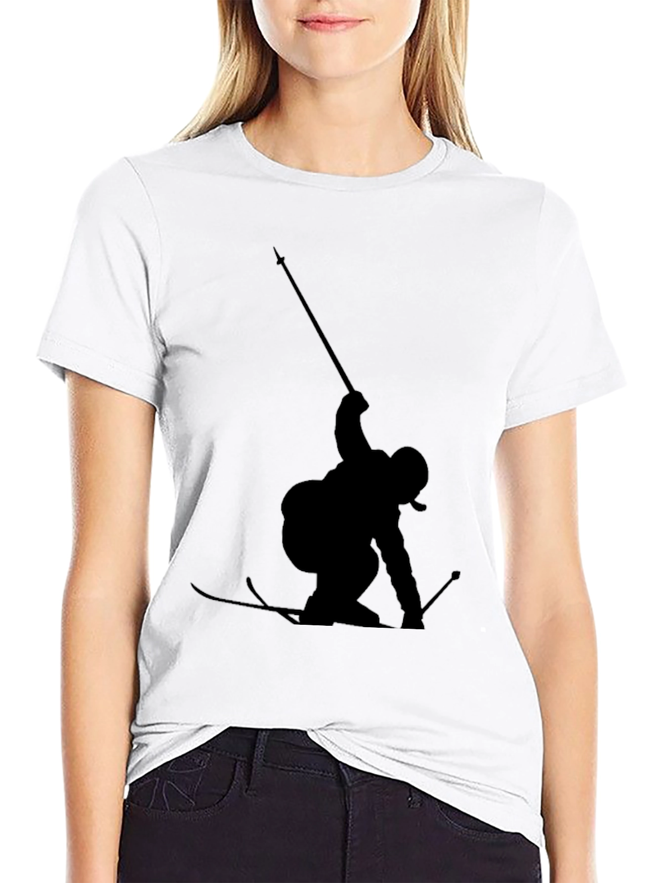 Silhouette Skier Black T-Shirt