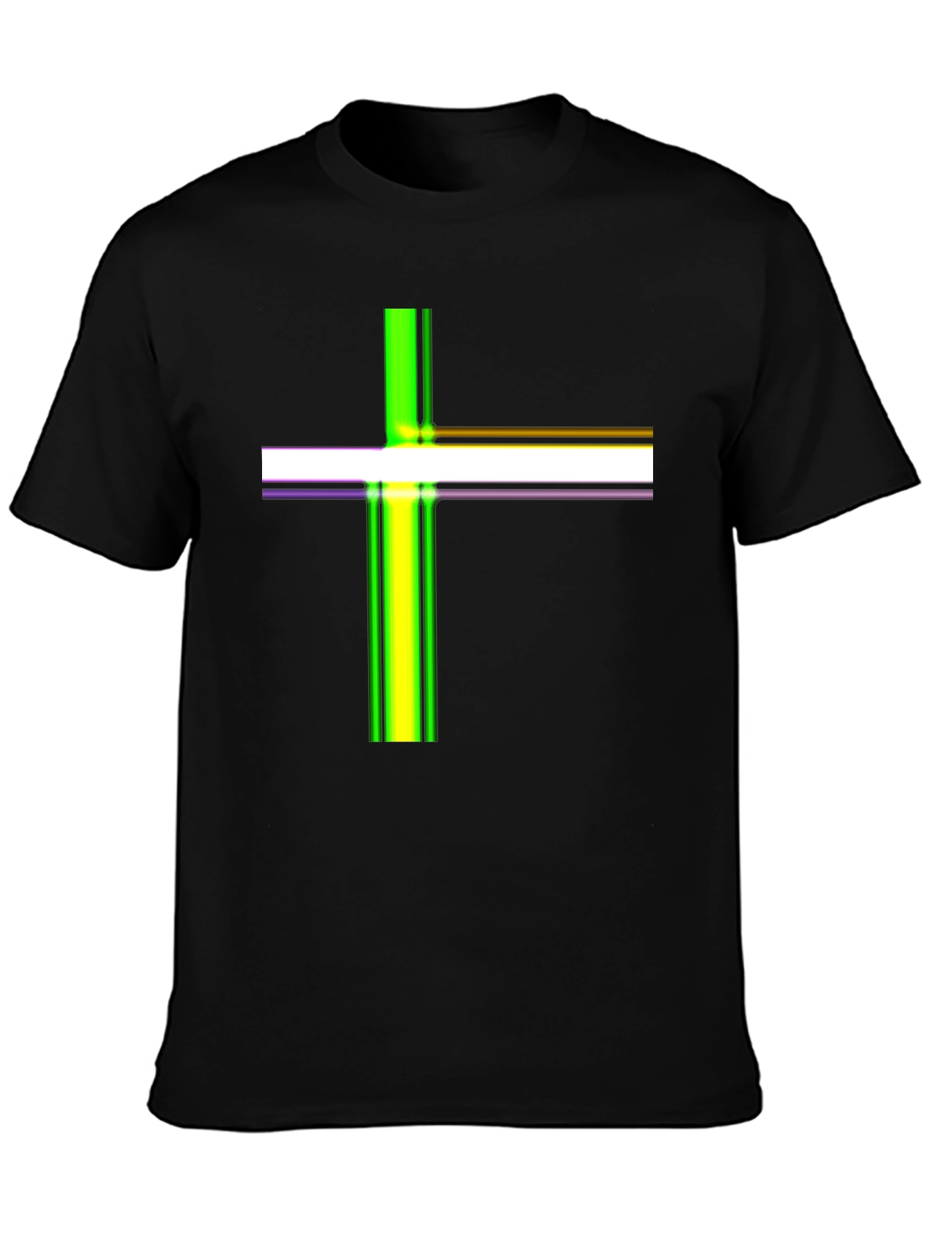 Striped Cross Graphic Black T-Shirt