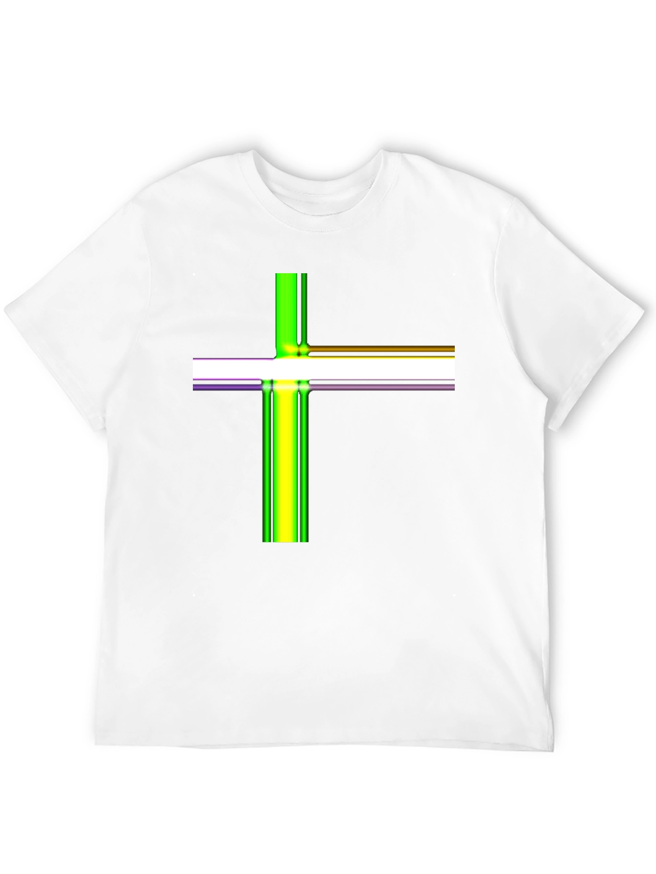Striped Cross Graphic Black T-Shirt