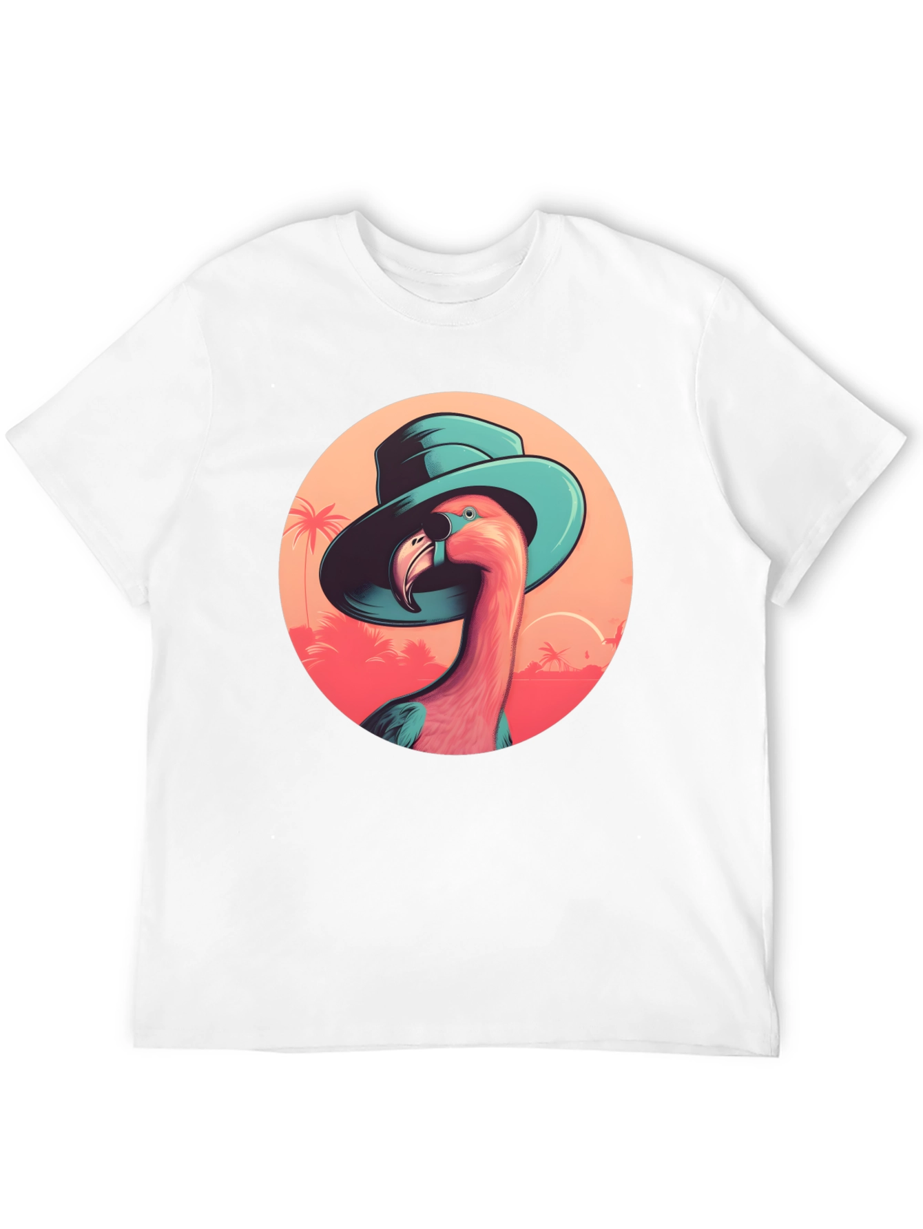 Flamingo in Hat Graphic Tee - Tropical Vacation Style