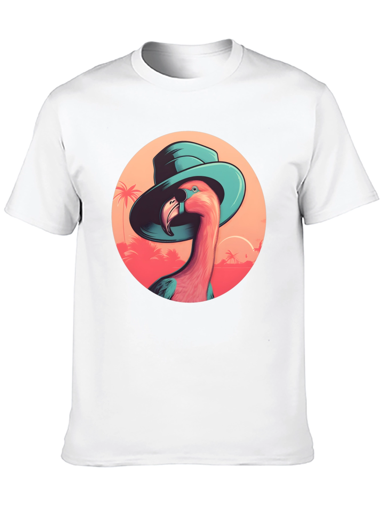 Flamingo in Hat Graphic Tee - Tropical Vacation Style