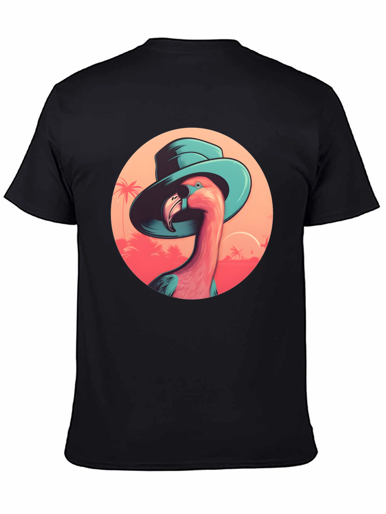 Flamingo in Hat Graphic Tee - Tropical Vacation Style