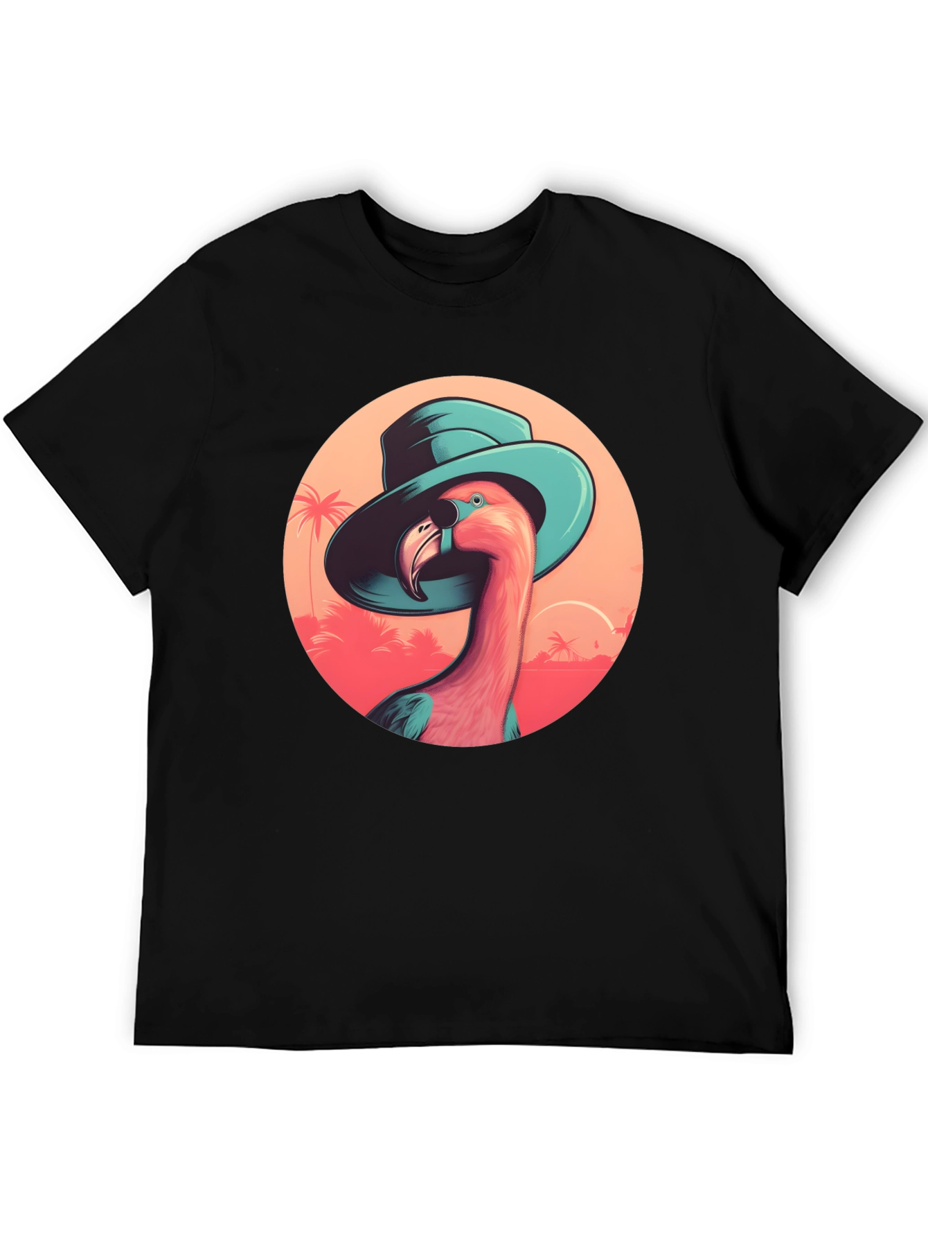 Flamingo in Hat Graphic Tee - Tropical Vacation Style