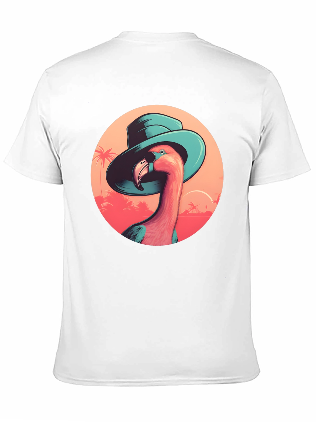 Flamingo in Hat Graphic Tee - Tropical Vacation Style