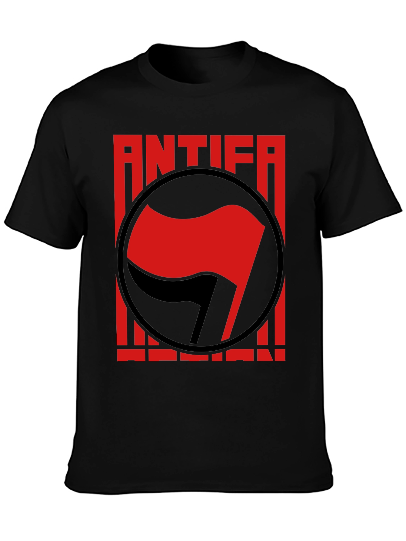 Antifa Anti-Fascist T-Shirt - Red Flag Graphic