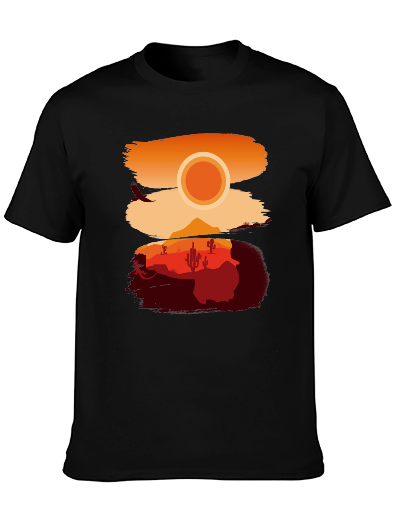 Desert Sunset Graphic Tee - Stylish Black T-Shirt