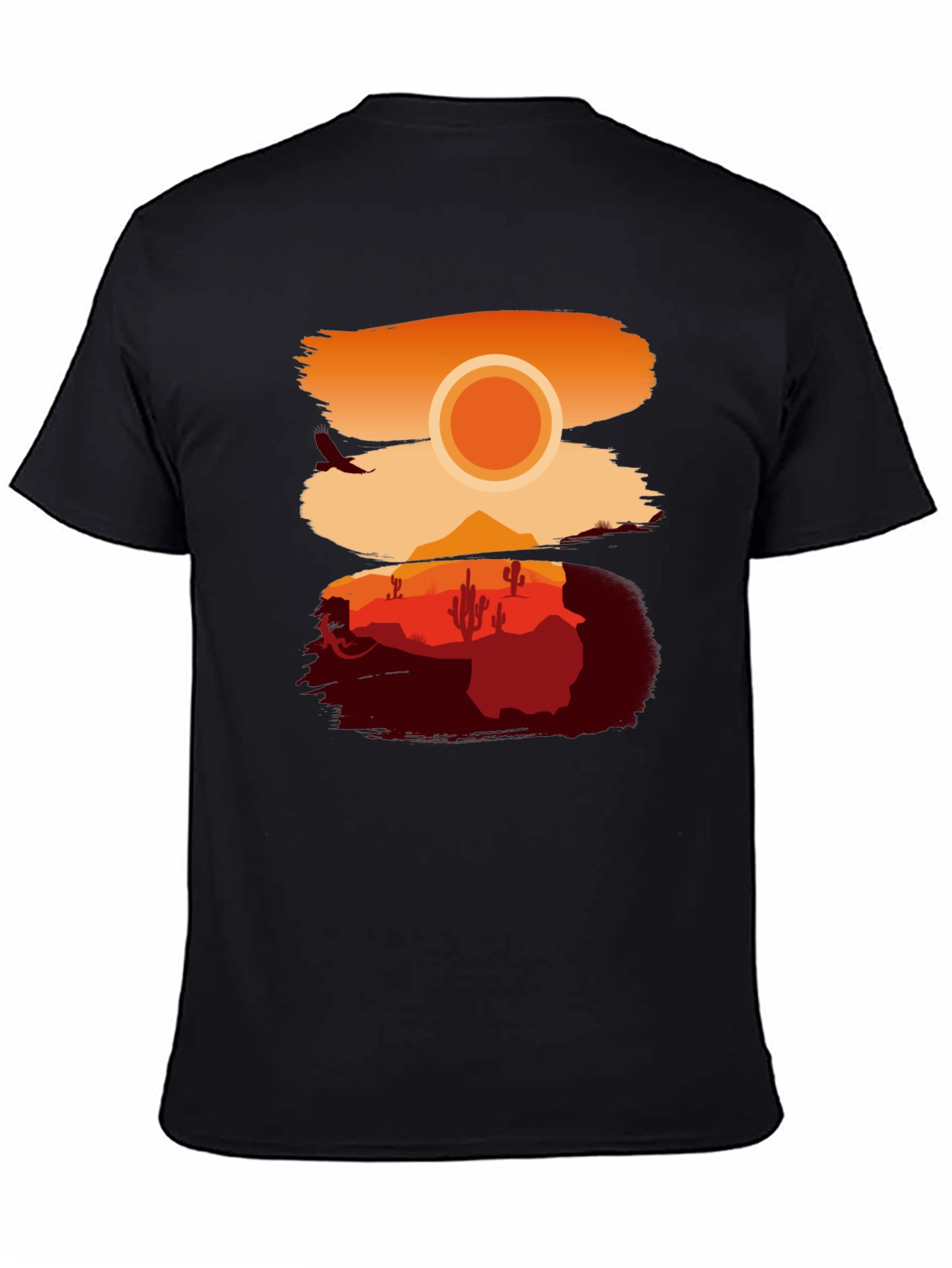 Desert Sunset Graphic Tee - Stylish Black T-Shirt