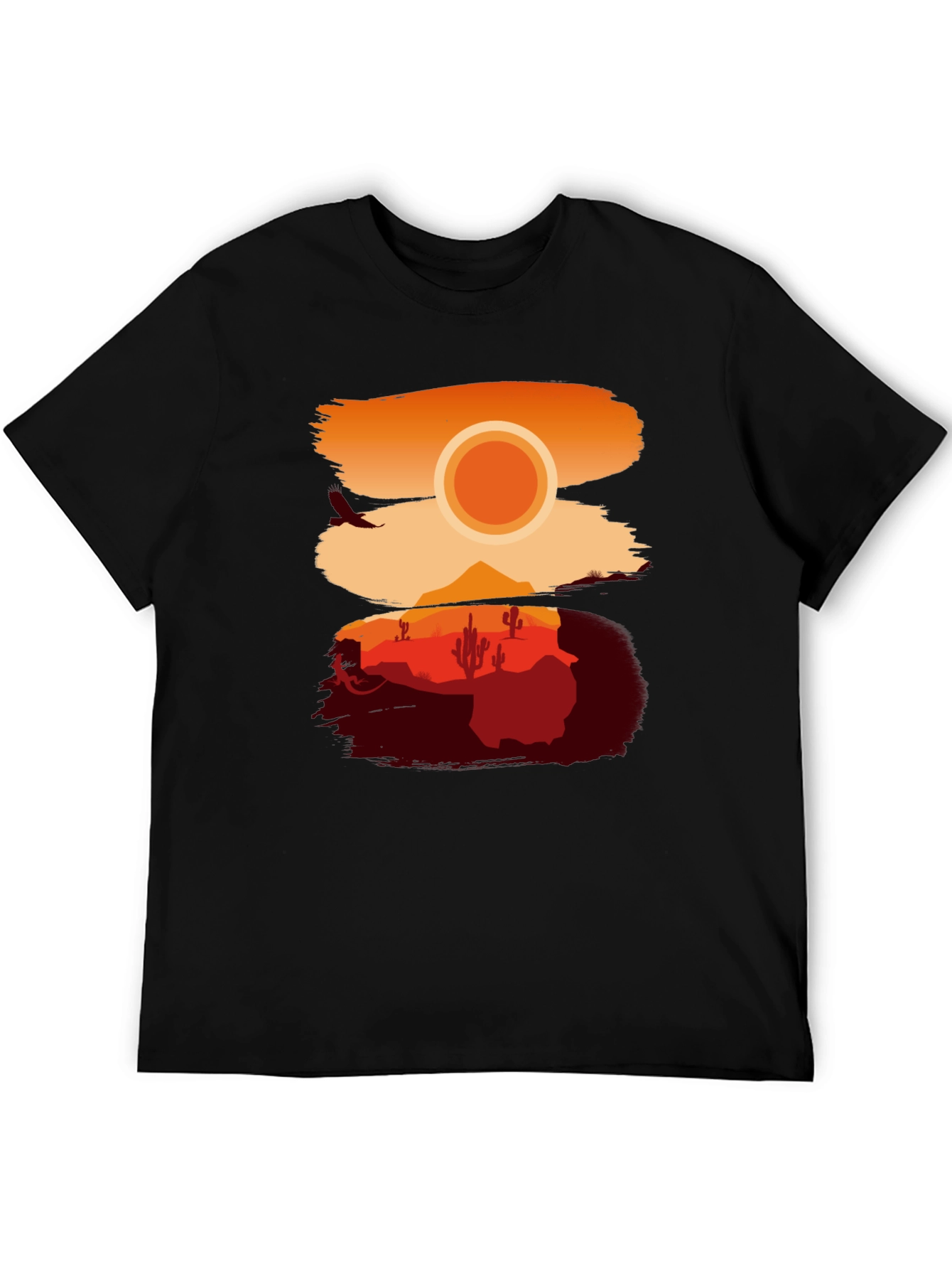 Desert Sunset Graphic Tee - Stylish Black T-Shirt