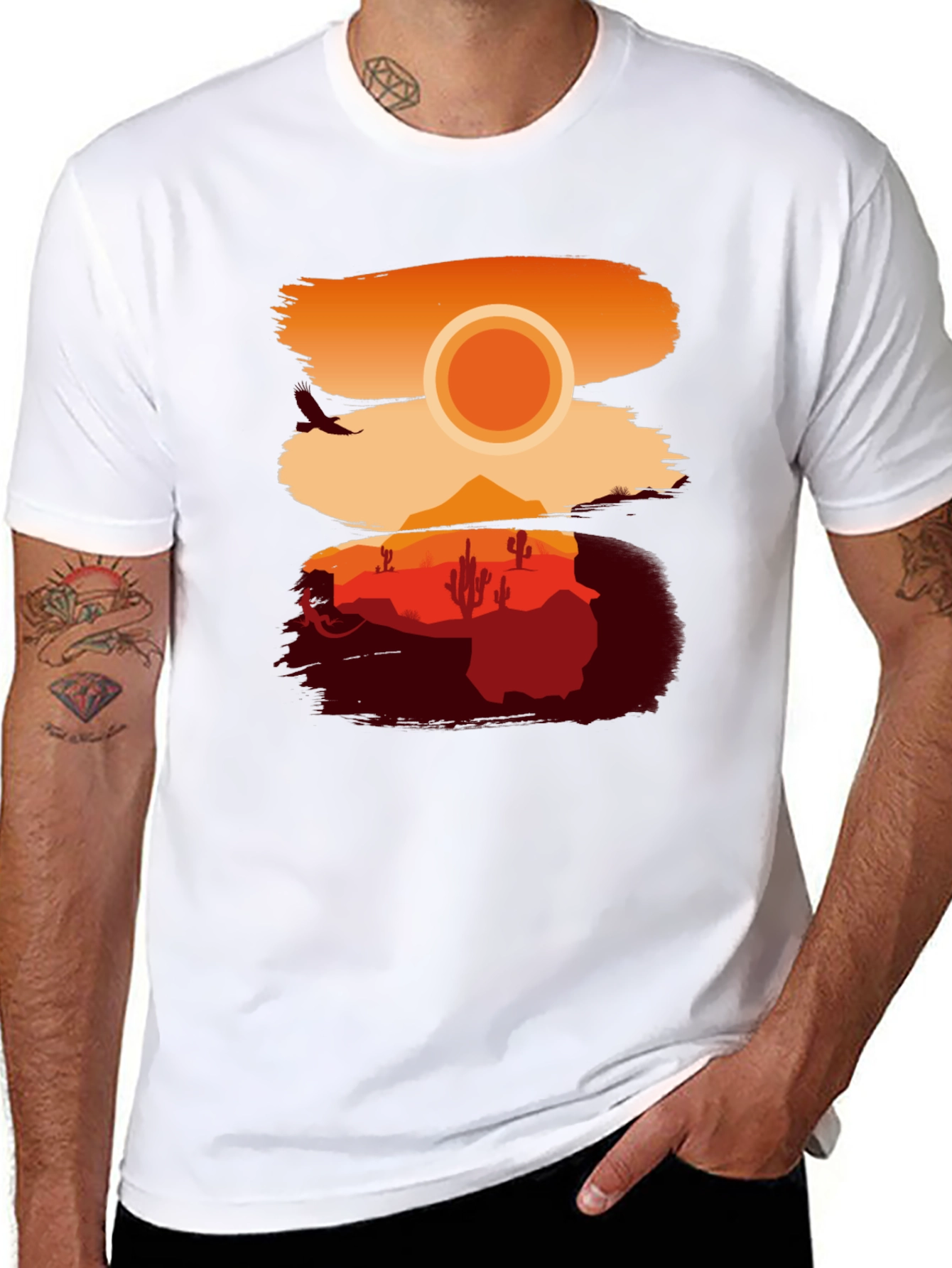 Desert Sunset Graphic Tee - Stylish Black T-Shirt
