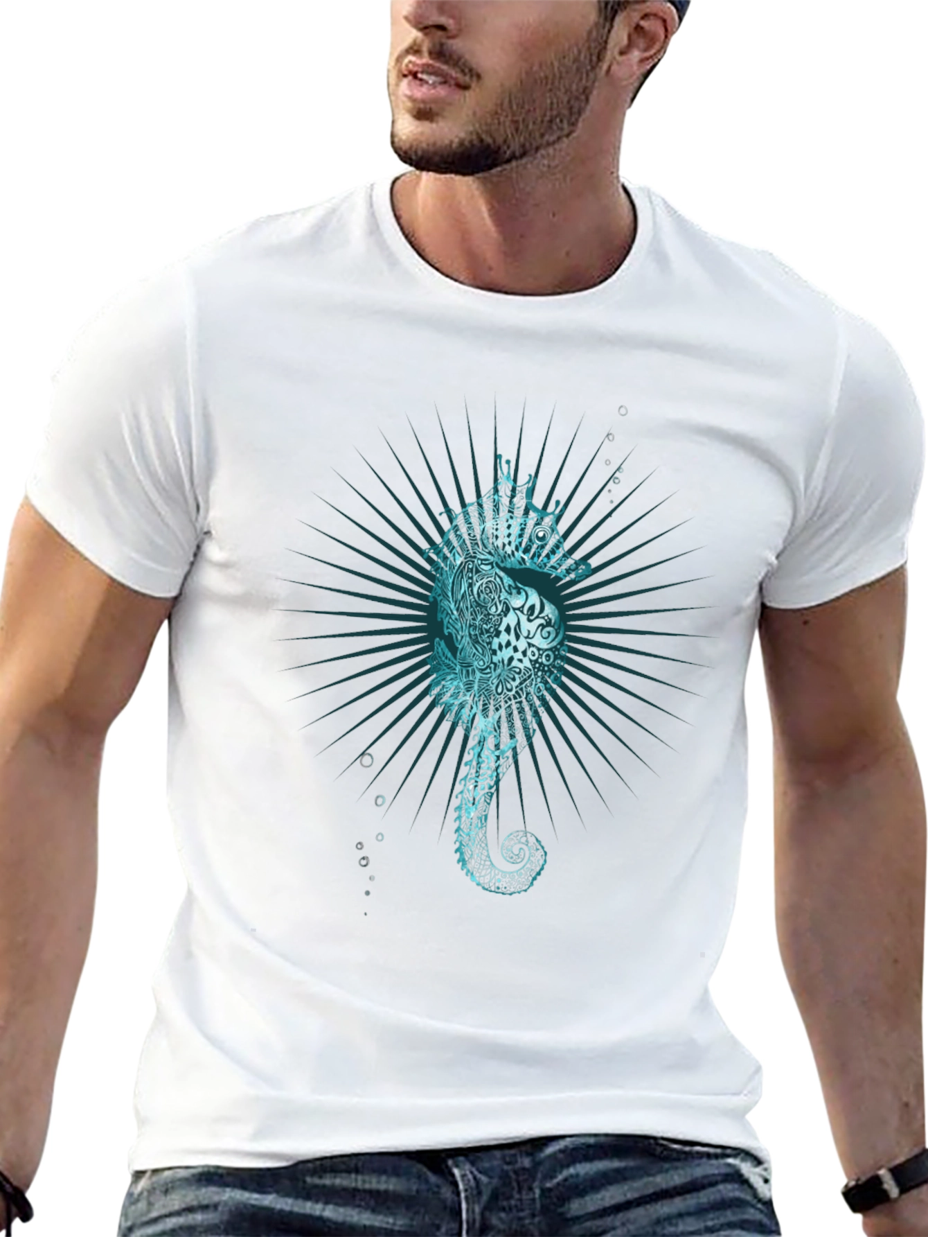 Sea Horse Graphic Tee - Unique Ocean Print