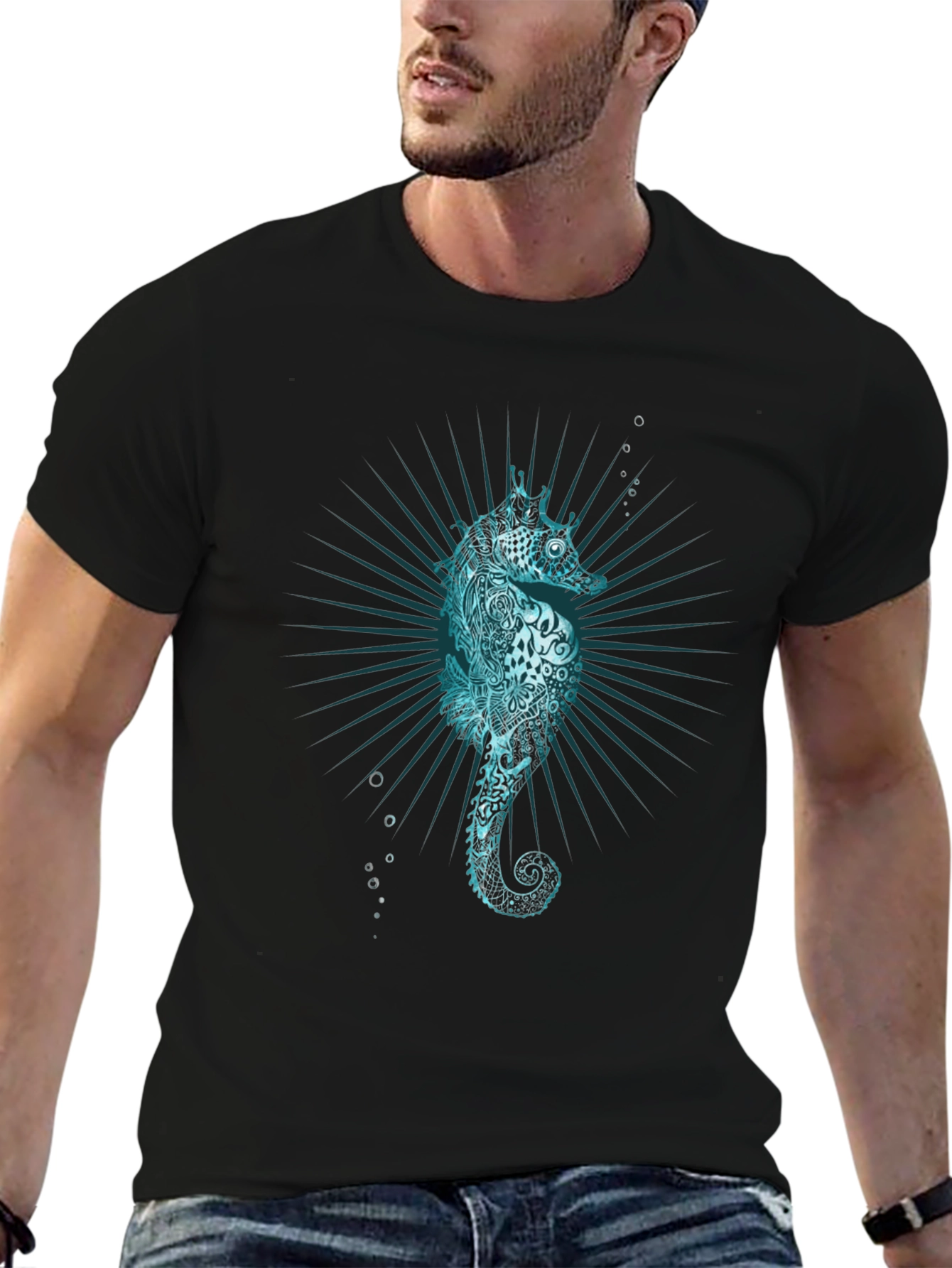 Sea Horse Graphic Tee - Unique Ocean Print