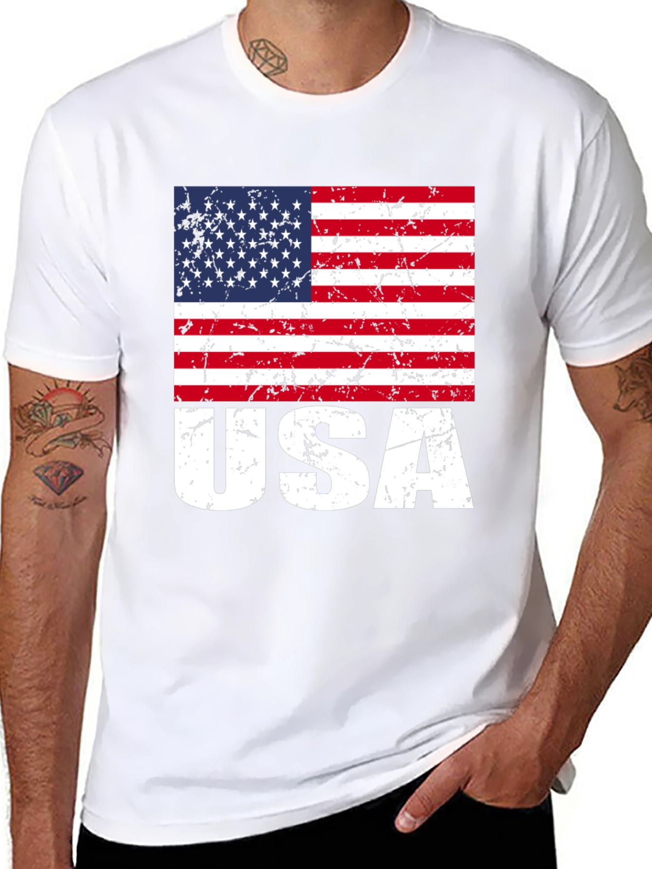 Distressed USA Flag Graphic Tee - Patriotic Pride