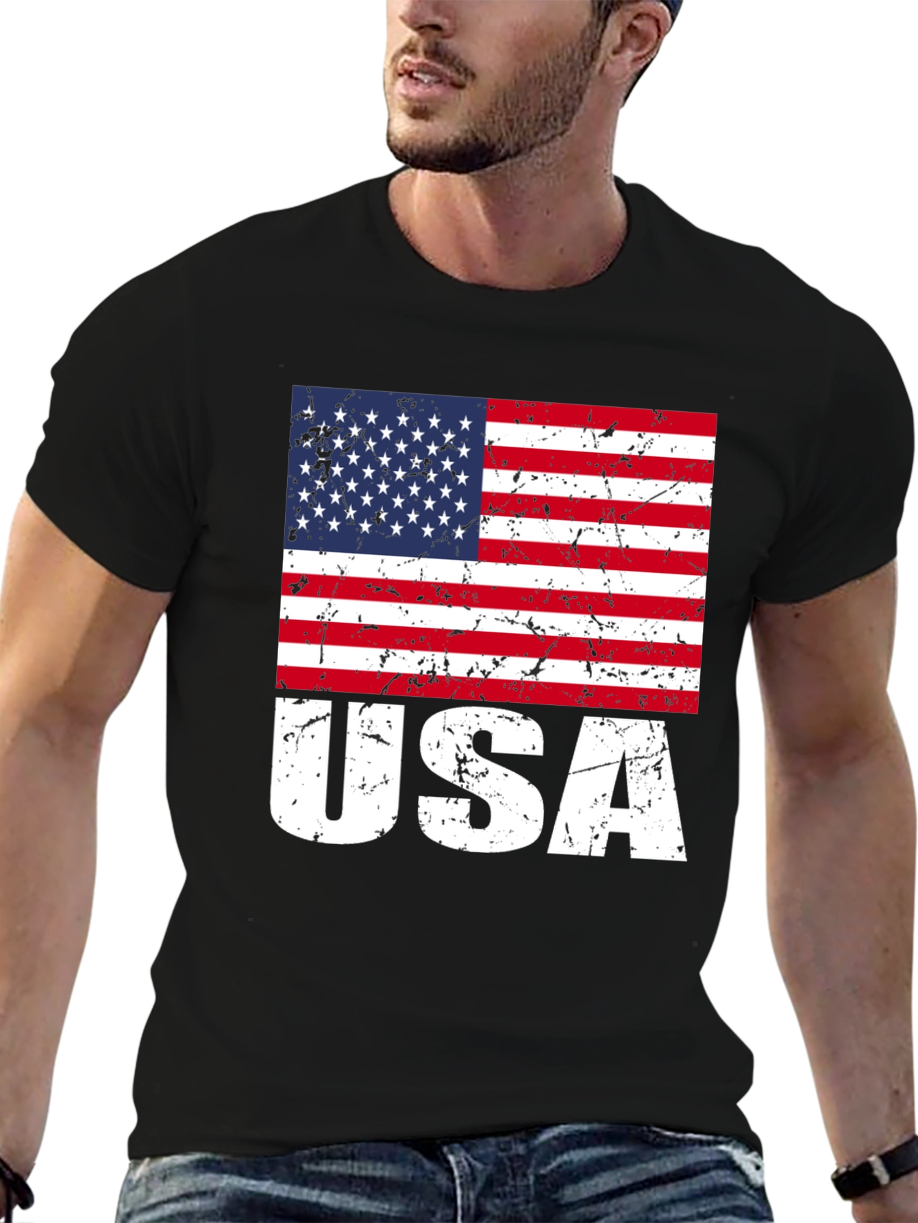 Distressed USA Flag Graphic Tee - Patriotic Pride