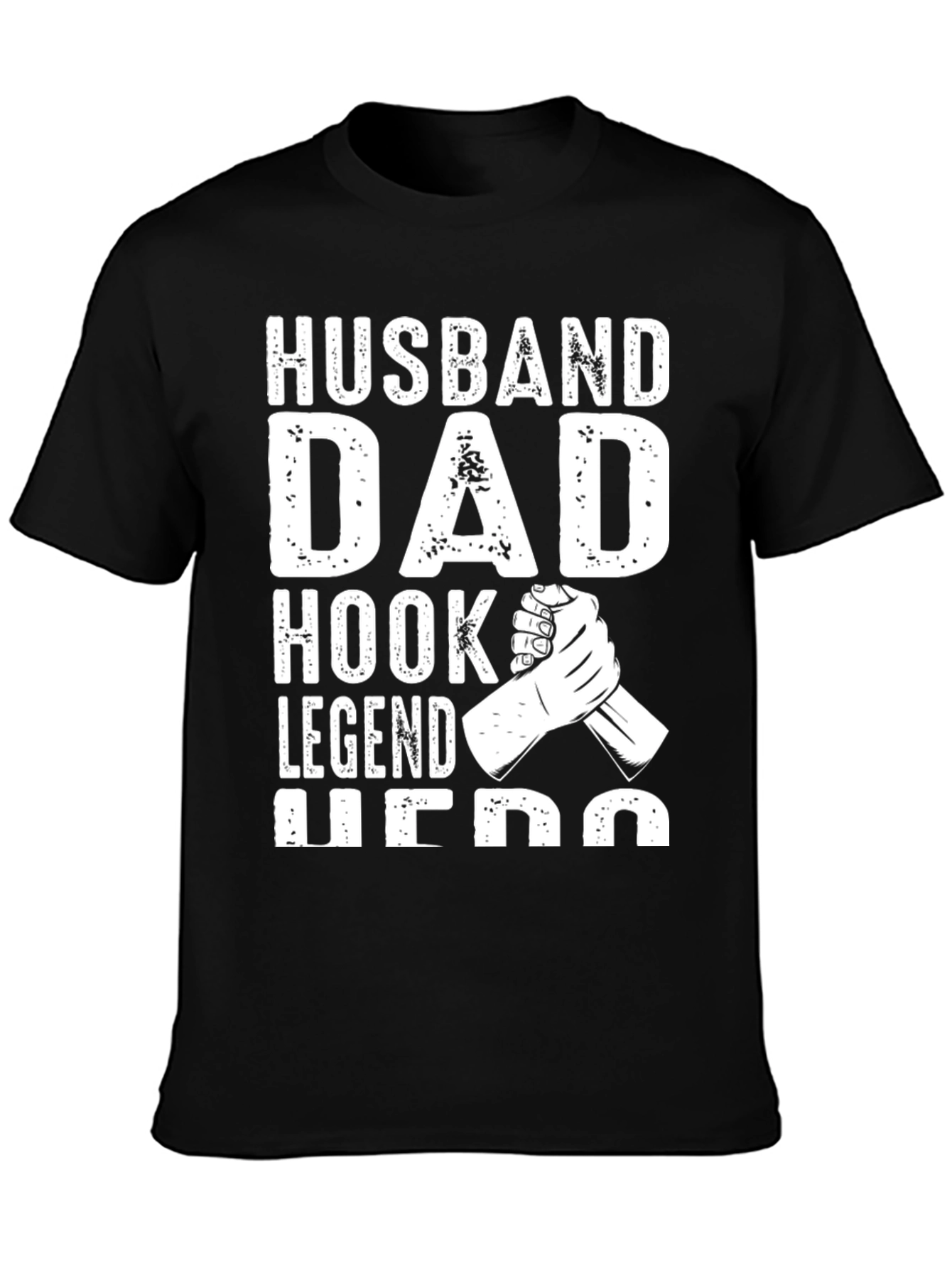 Husband Dad Hook Legend Hero T-Shirt - Black