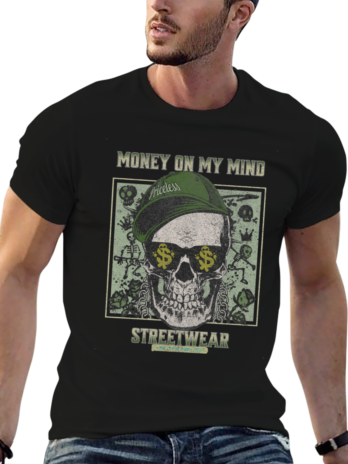 Money Minded Skull Graphic Tee