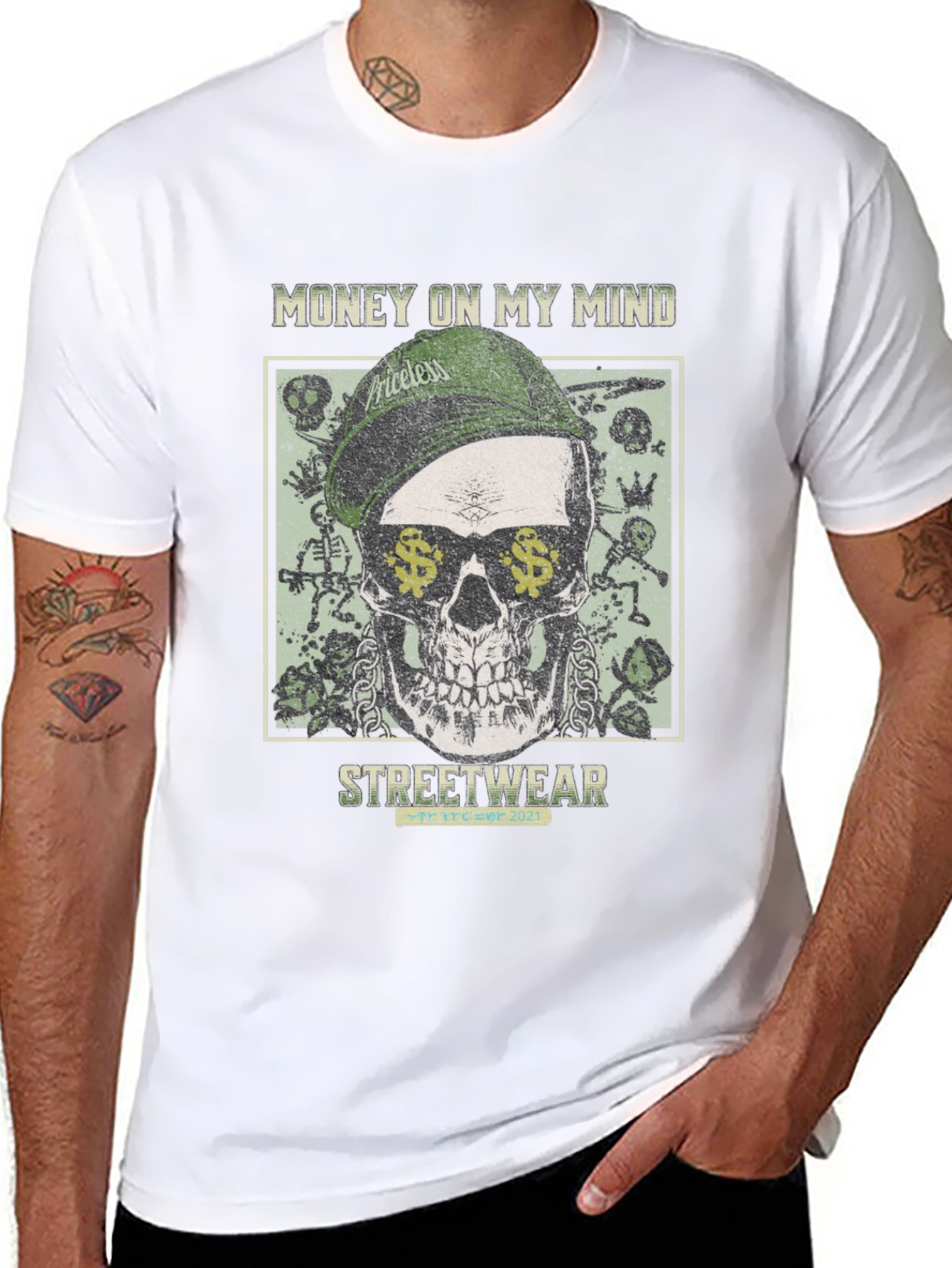 Money Minded Skull Graphic Tee