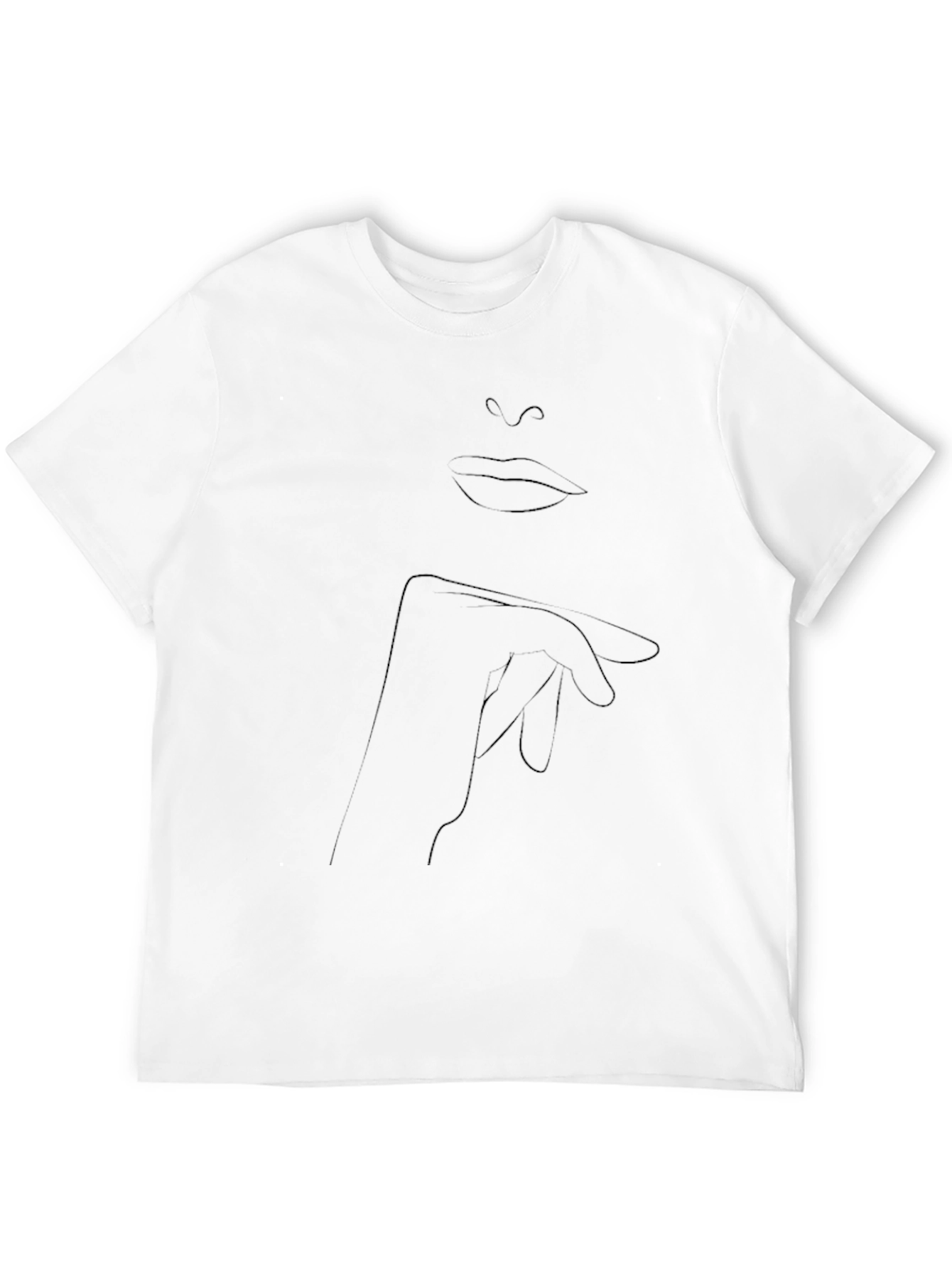 Minimalist Face Line Art Black T-Shirt