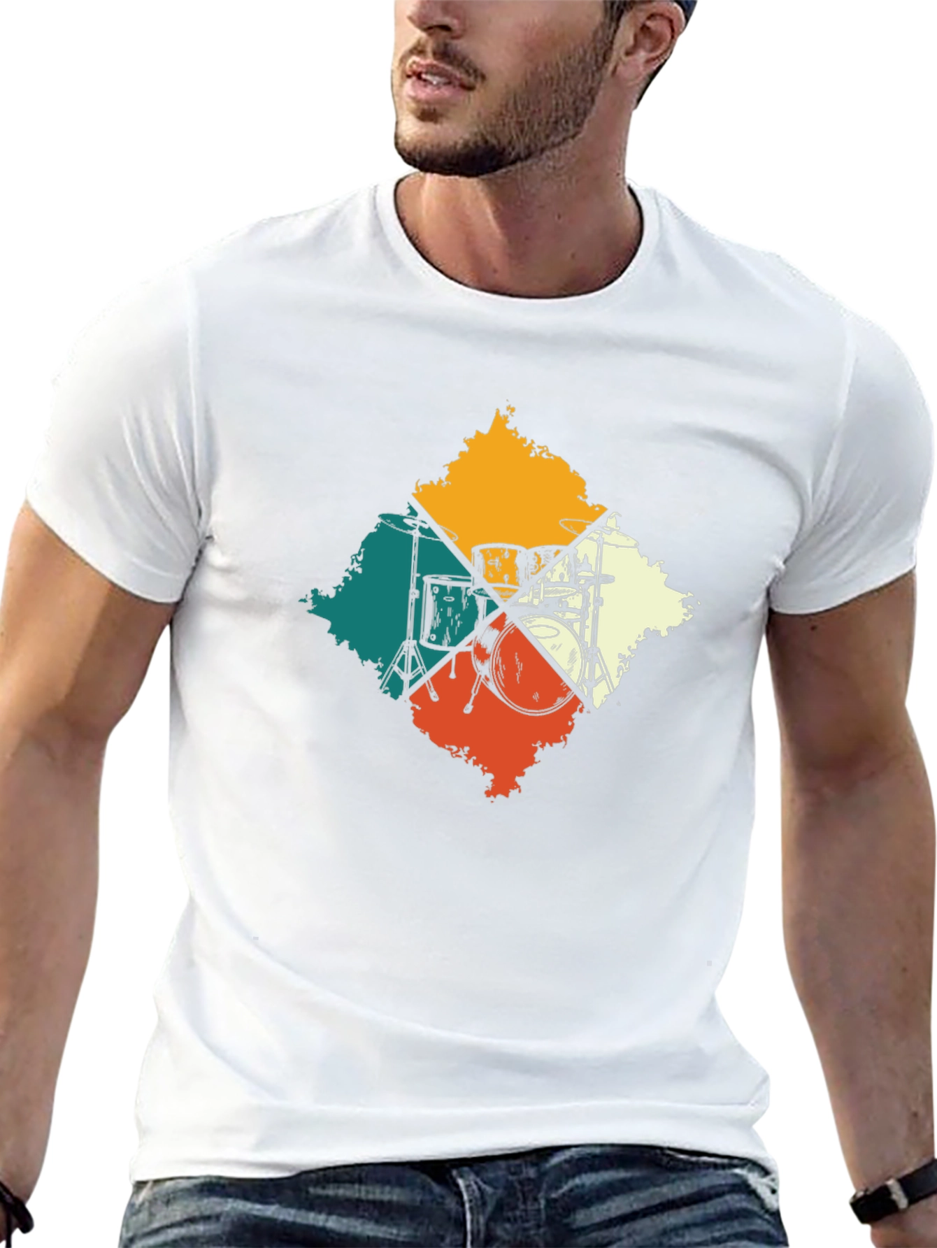 Retro Drum Set Graphic Tee - Musicians Essential