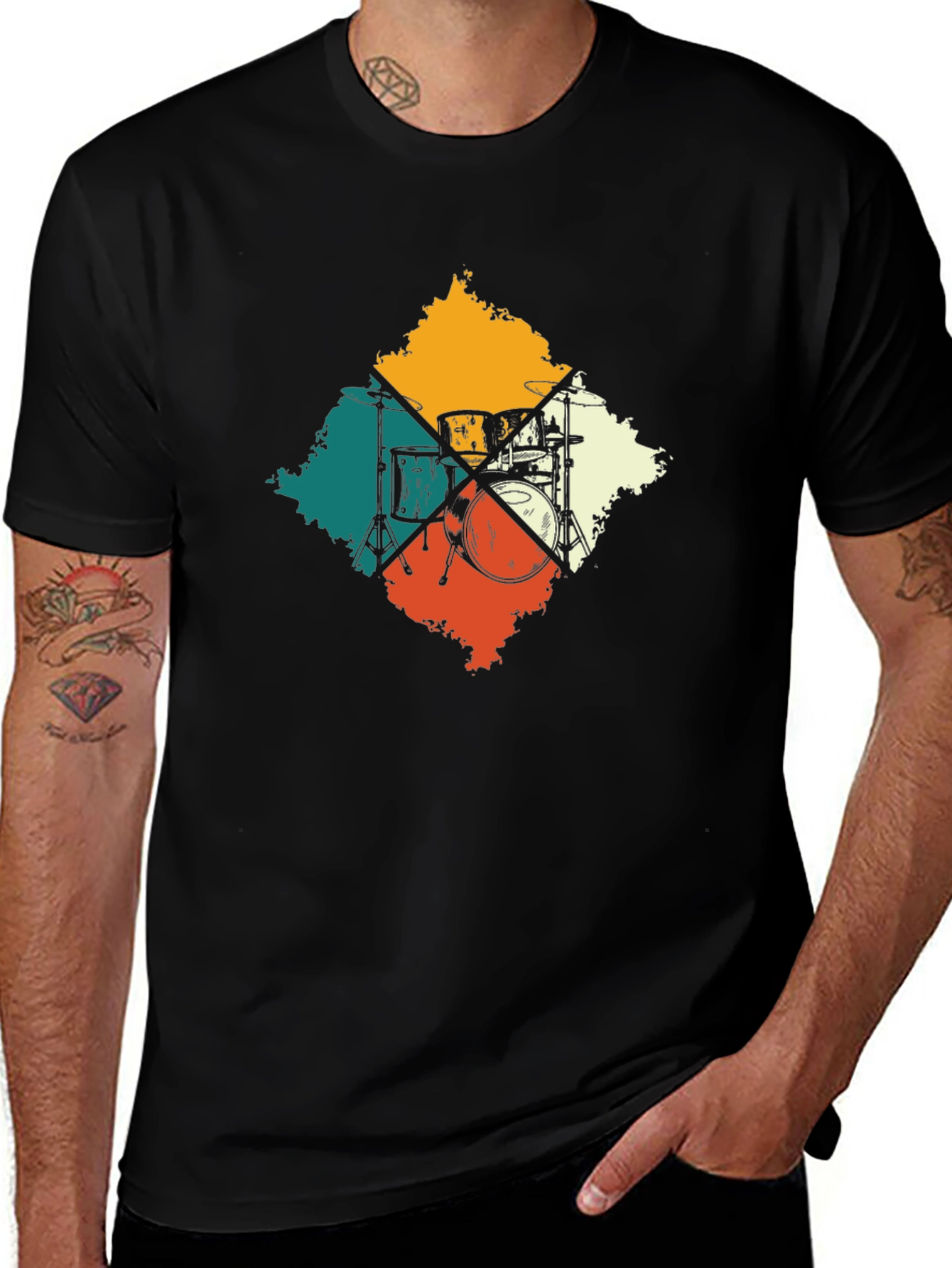 Retro Drum Set Graphic Tee - Musicians Essential