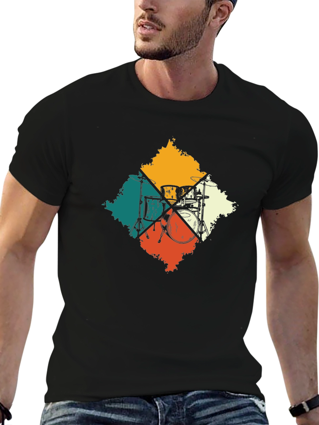 Retro Drum Set Graphic Tee - Musicians Essential