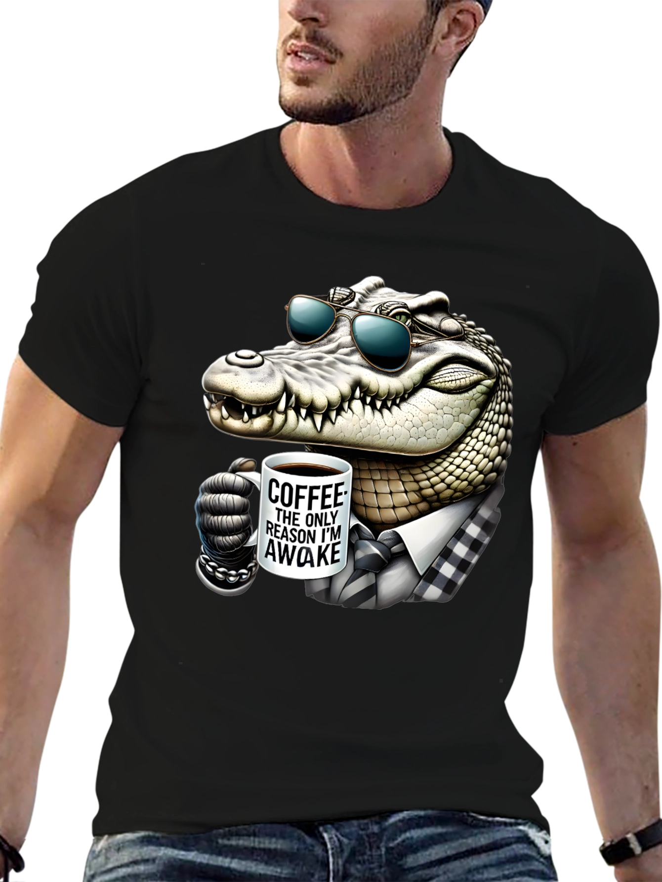 Cool Crocodile Coffee Lover T-Shirt