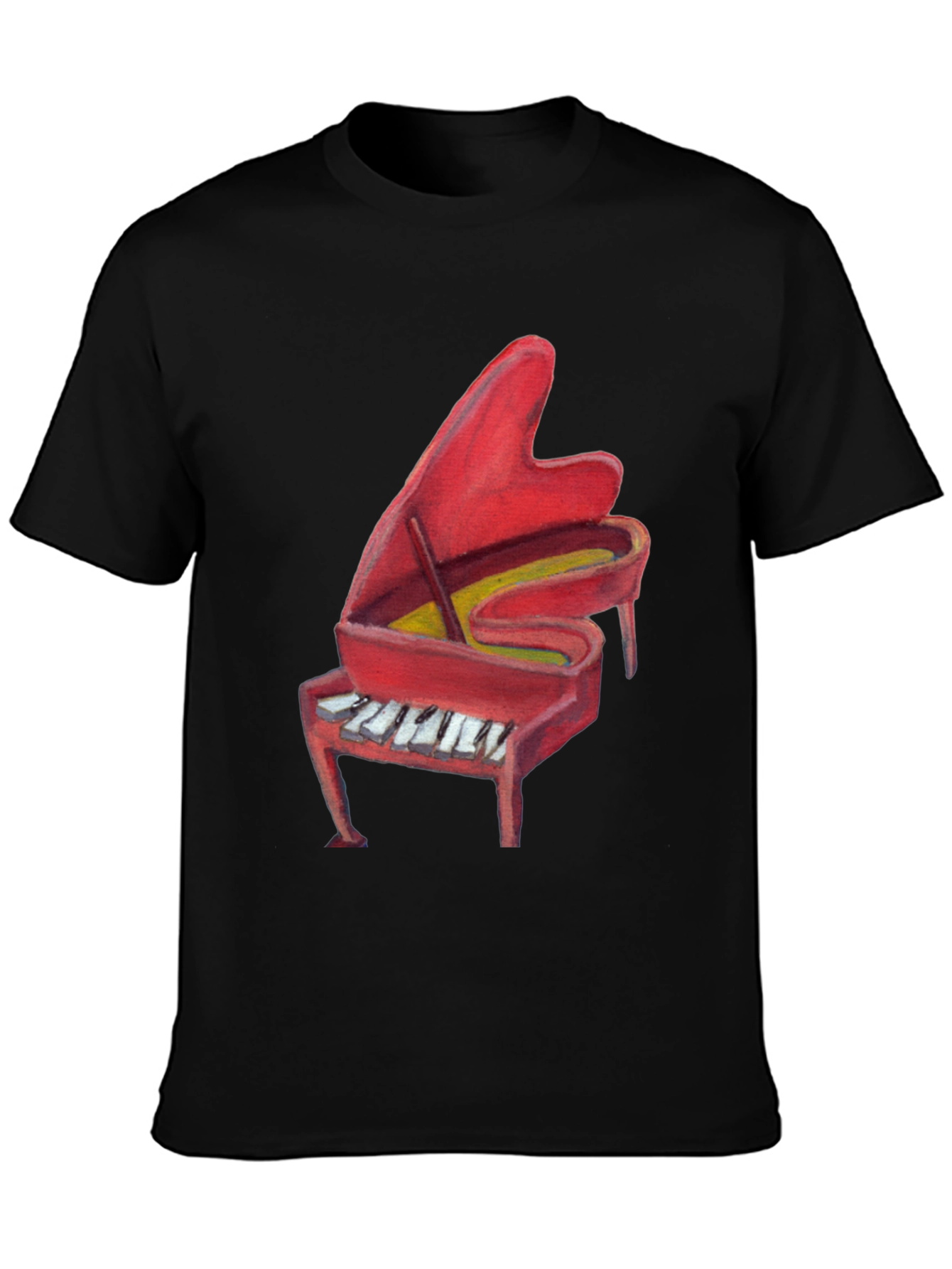Red Piano Graphic Print T-Shirt