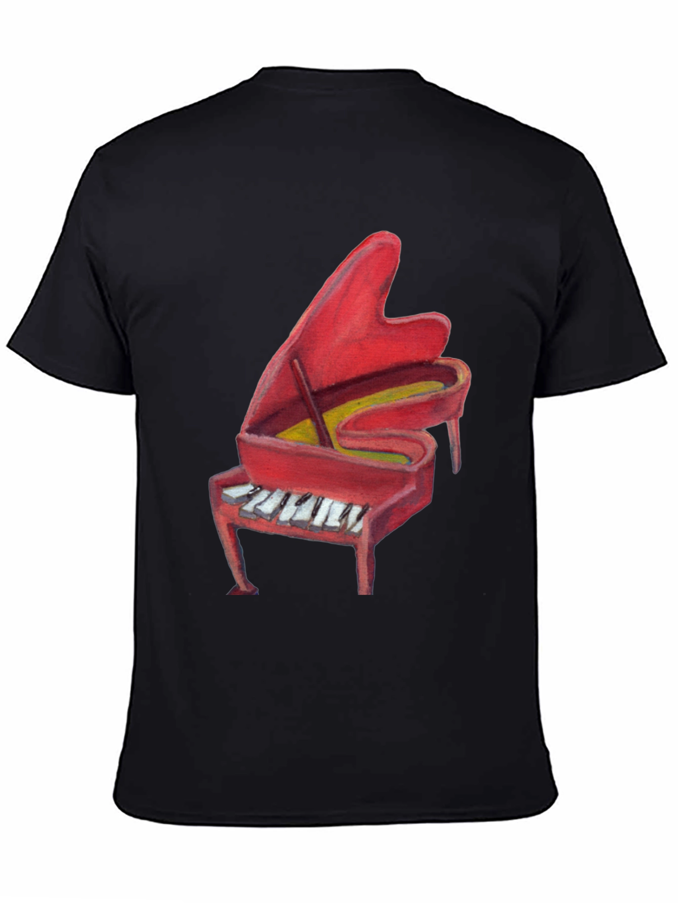 Red Piano Graphic Print T-Shirt