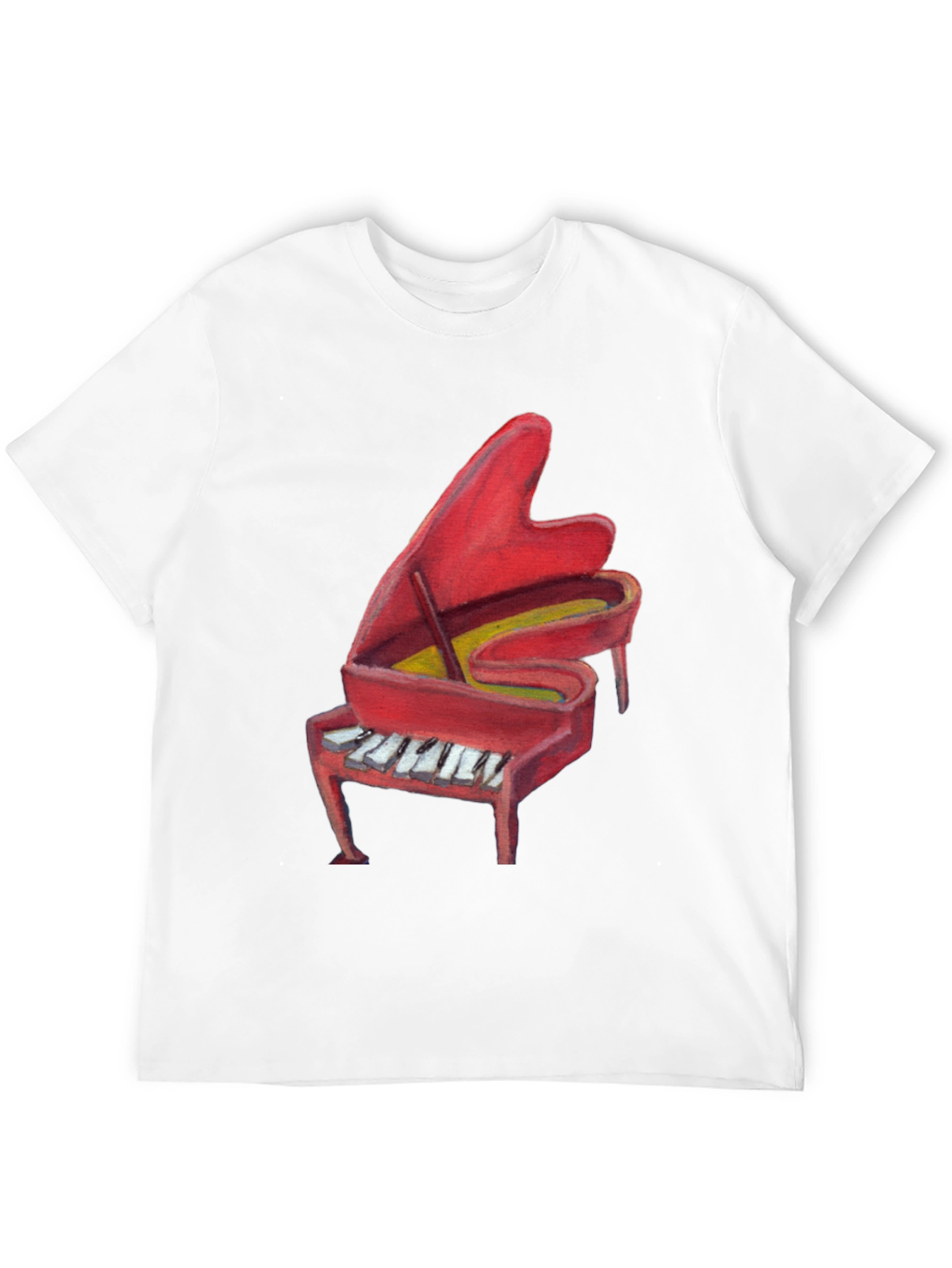 Red Piano Graphic Print T-Shirt