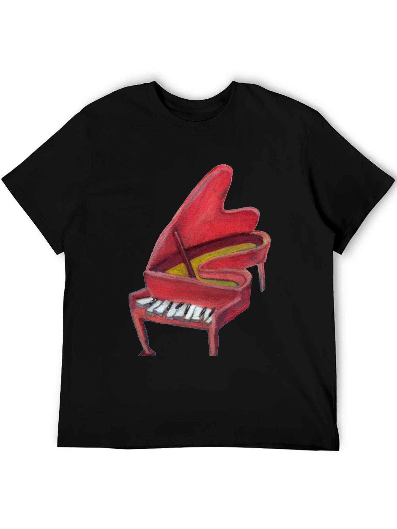 Red Piano Graphic Print T-Shirt