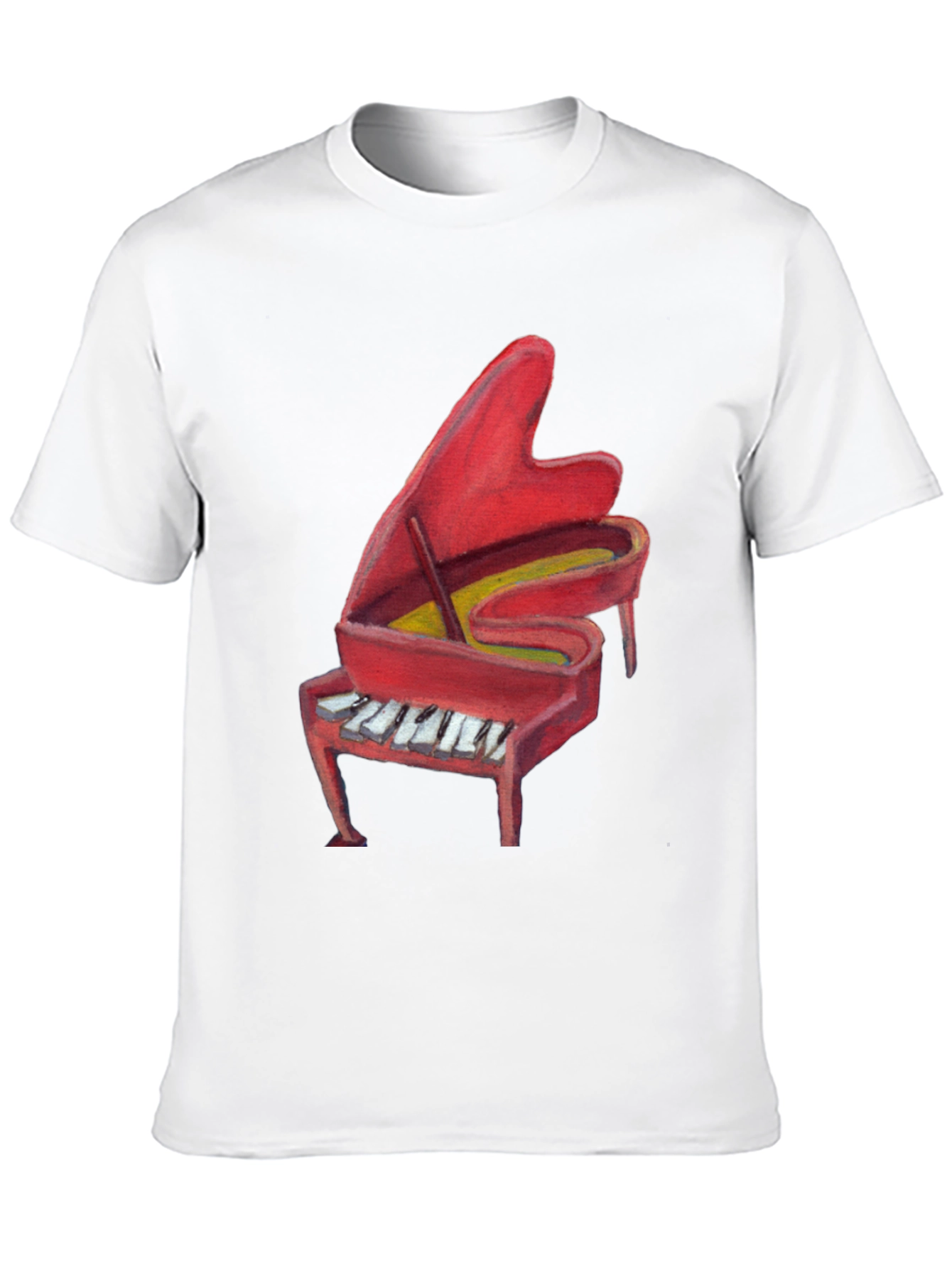 Red Piano Graphic Print T-Shirt