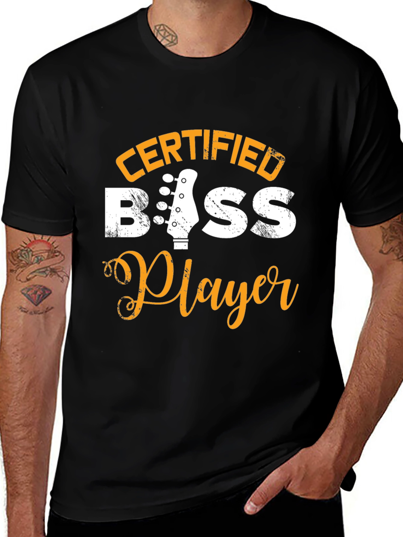 Certified Bass Player Black Graphic Tee